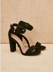 Plus Size Two Strap Tapered Heel Sandal (WW), BLACK, hi-res