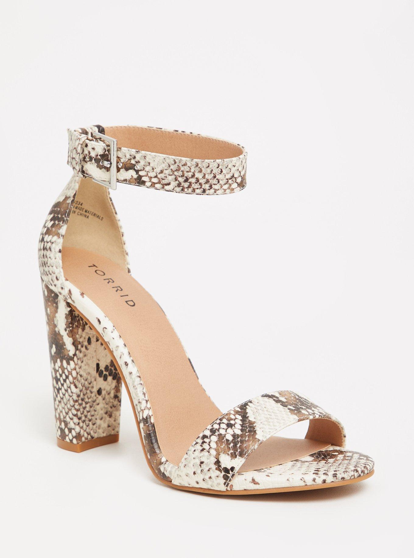 Two Strap Tapered Heel Sandal (WW), SNAKESKIN, hi-res