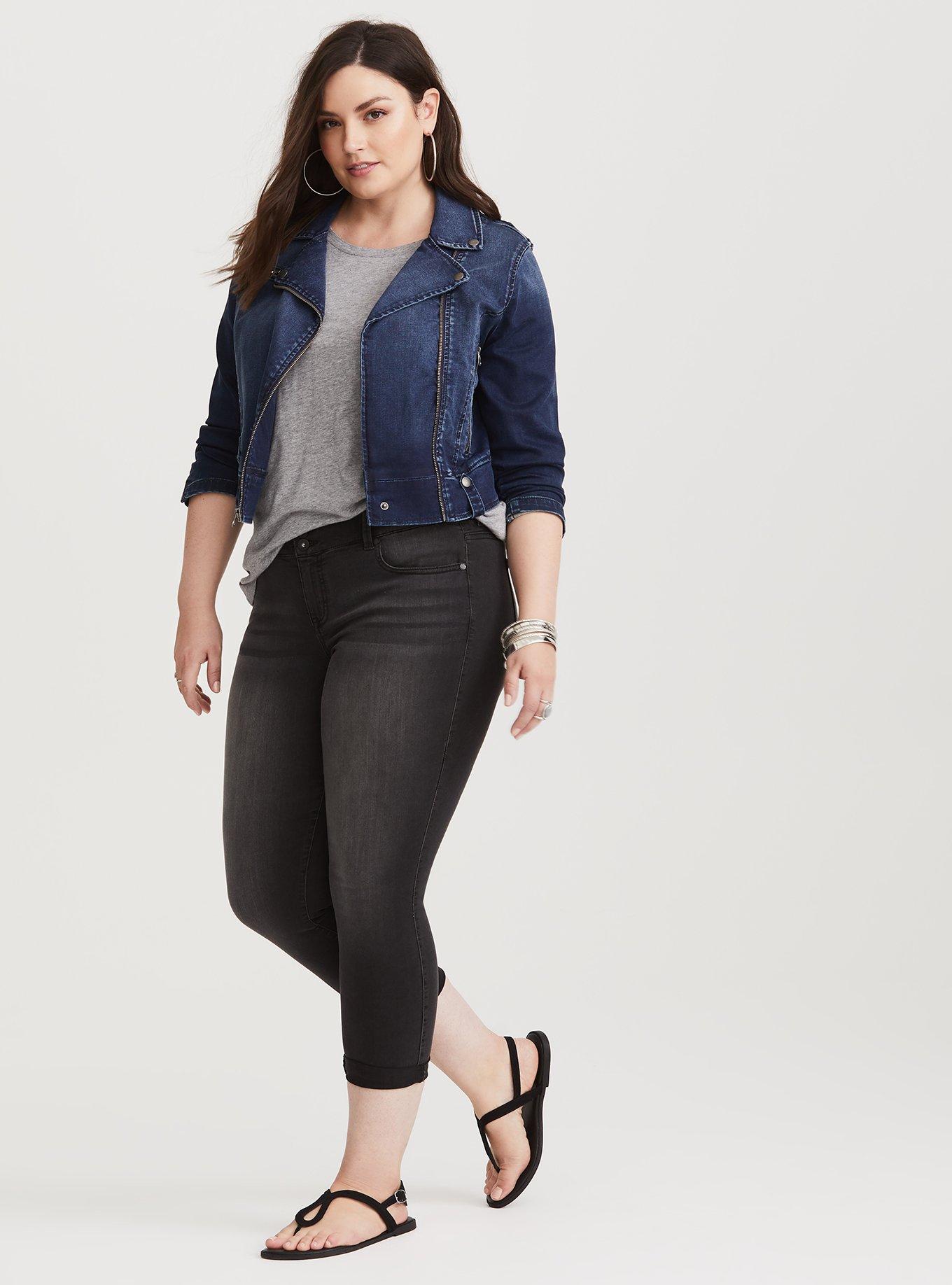 Plus Size Crop Jegging  - Super Stretch  Black, , hi-res