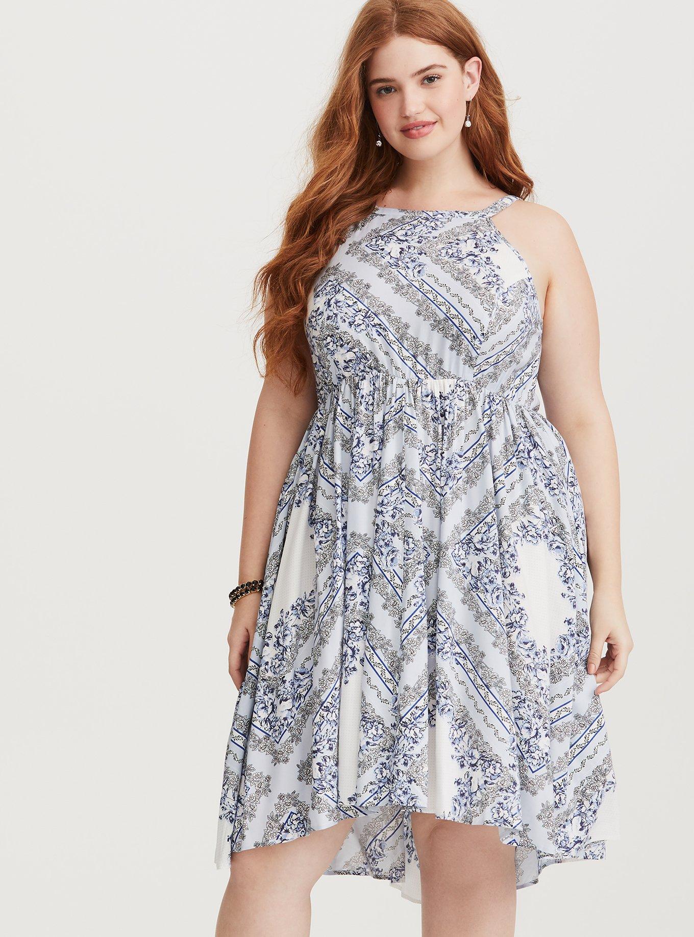 Plus Size - Midi Challis High Neck Dress - Torrid