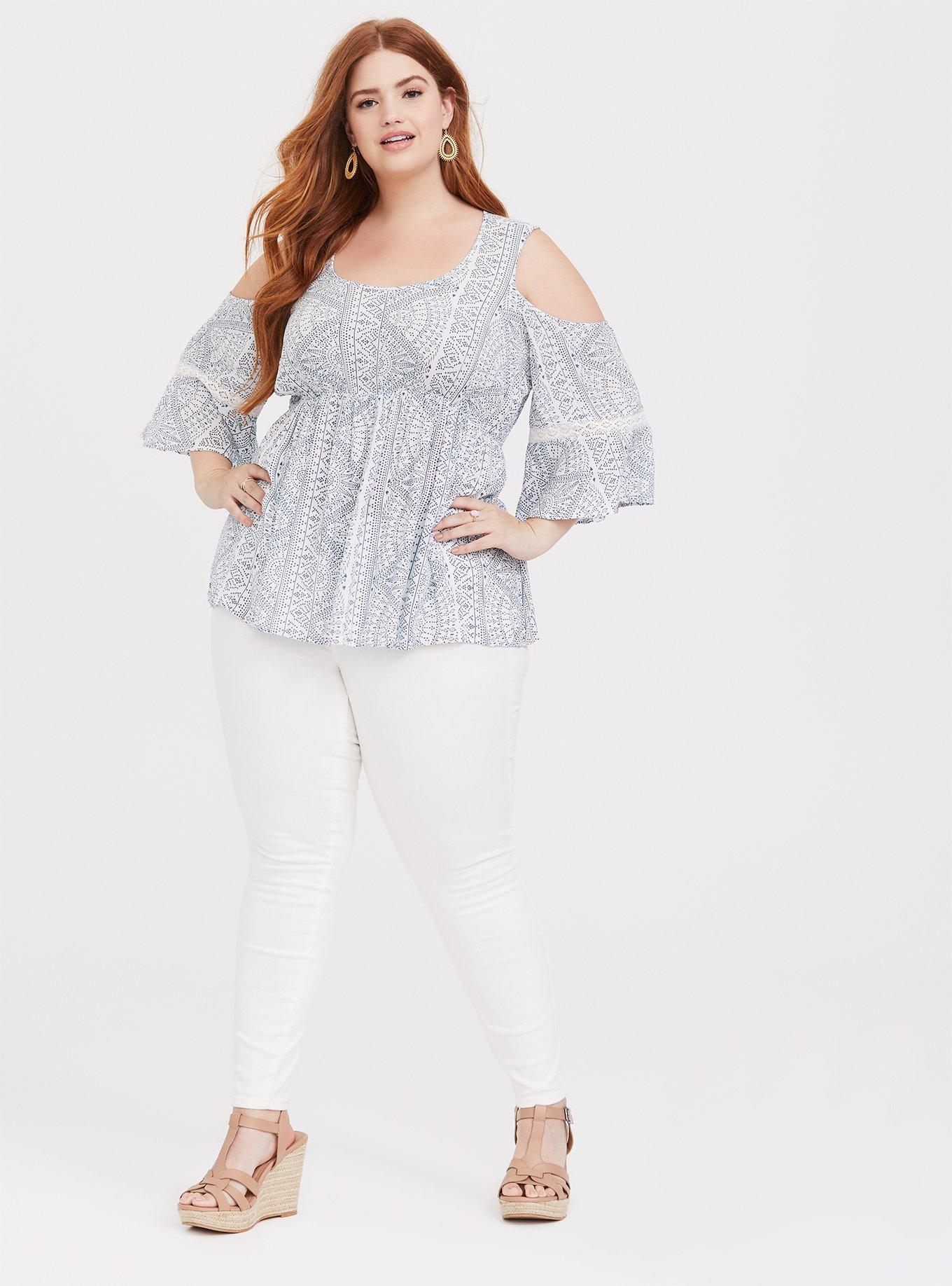 Gauze Cold Shoulder Top, CYNTHIA GEO, alternate