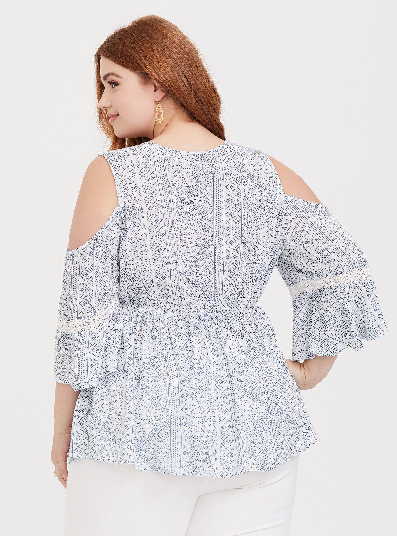 Gauze Cold Shoulder Top, CYNTHIA GEO, alternate