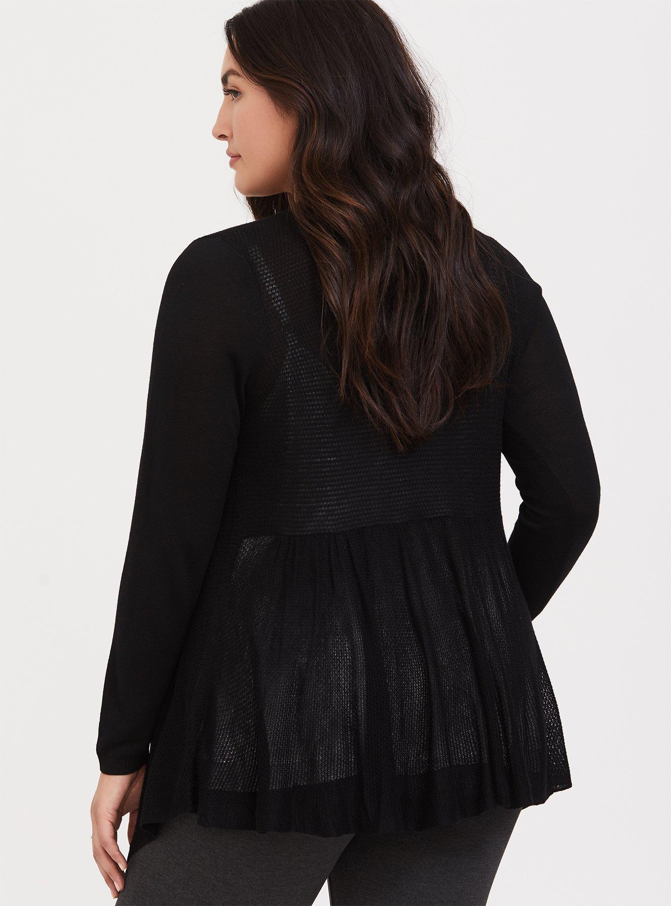 Plus Size Cardigan Drape Front Sweater, ASPHALT, alternate