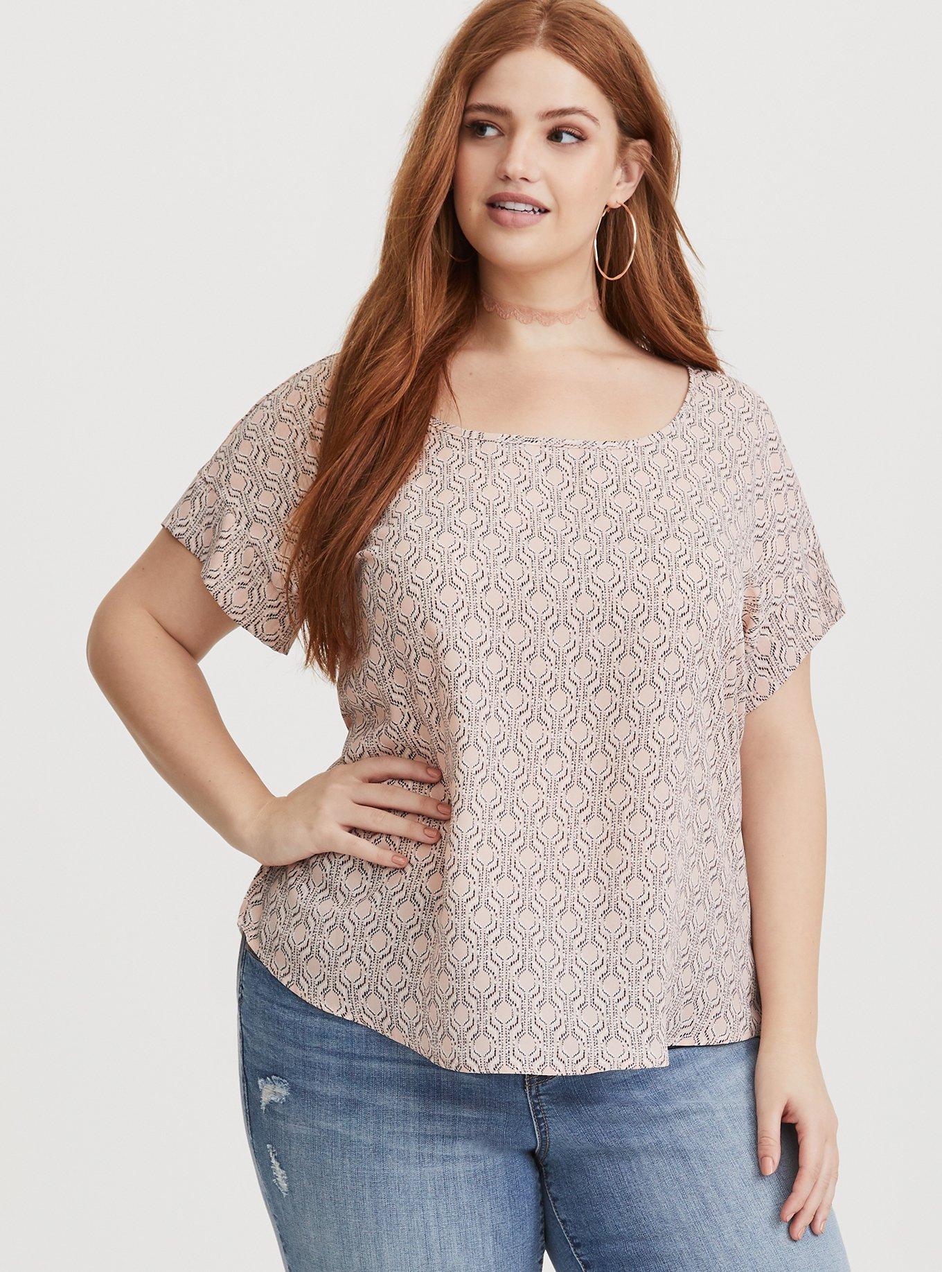 Plus Size - Multicolor Geo Print Open Back Georgette Blouse - Torrid