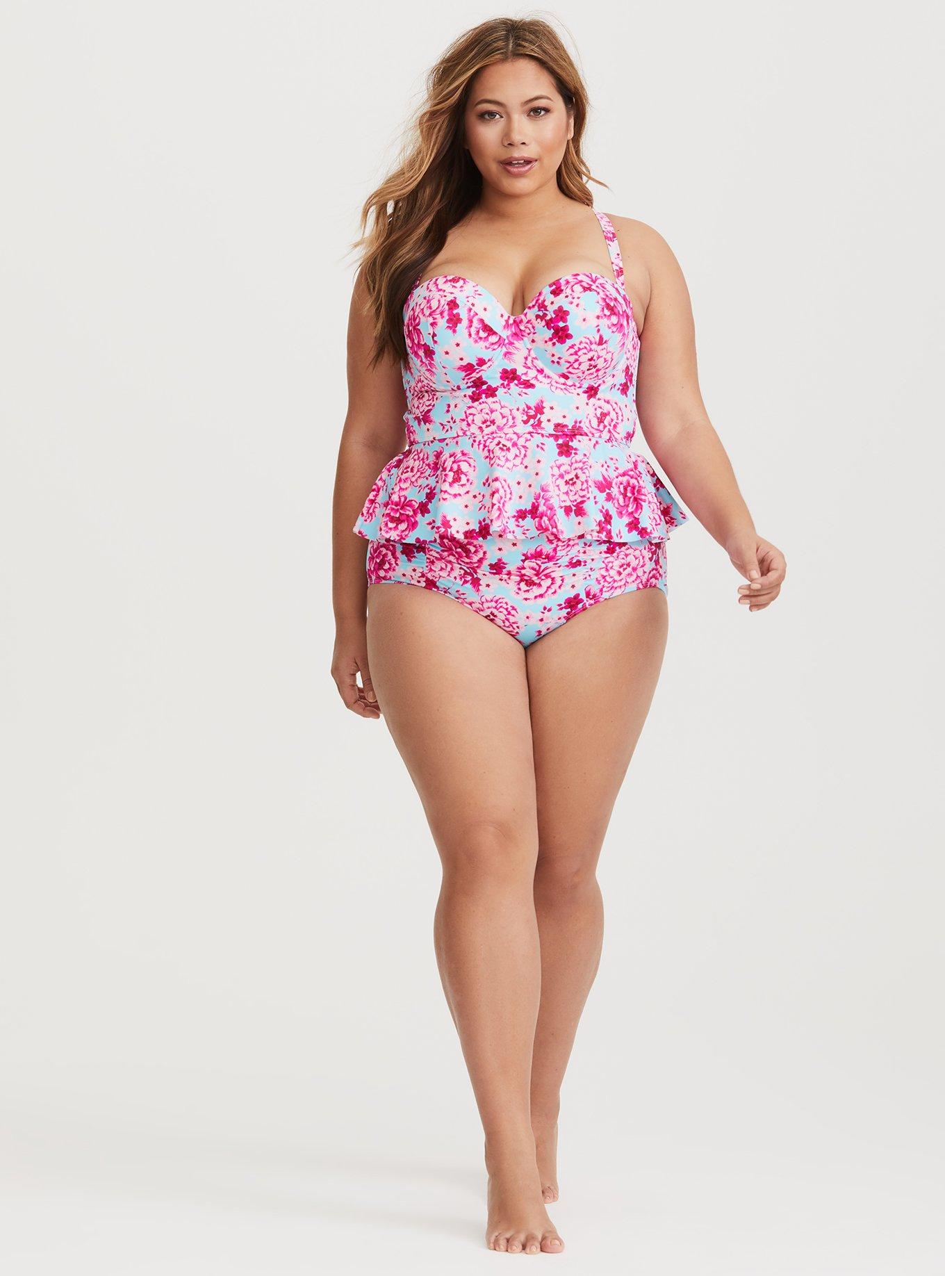 Plus Size - Underwire Peplum Tankini - Torrid