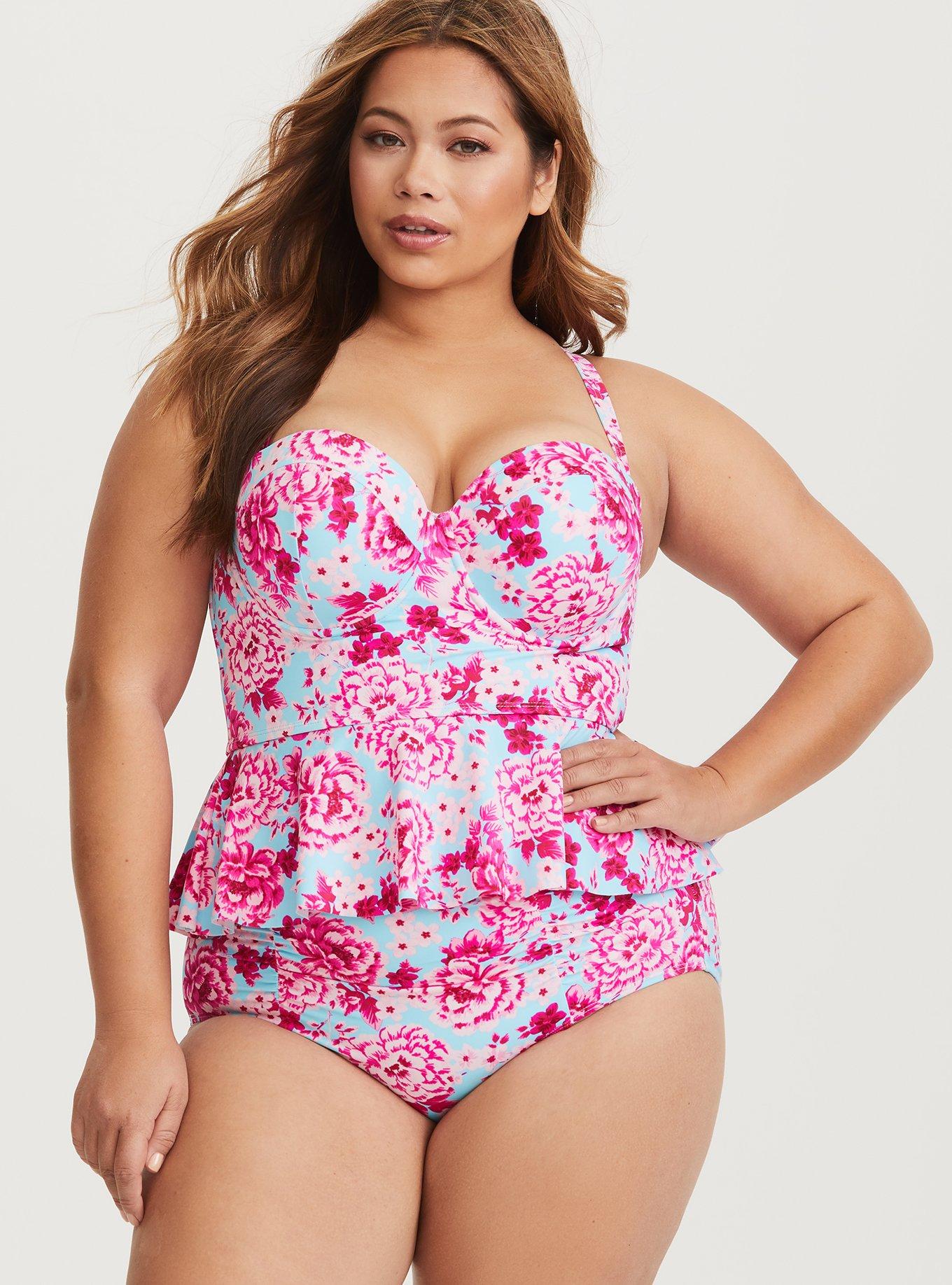 Peplum bathing suit plus size clearance