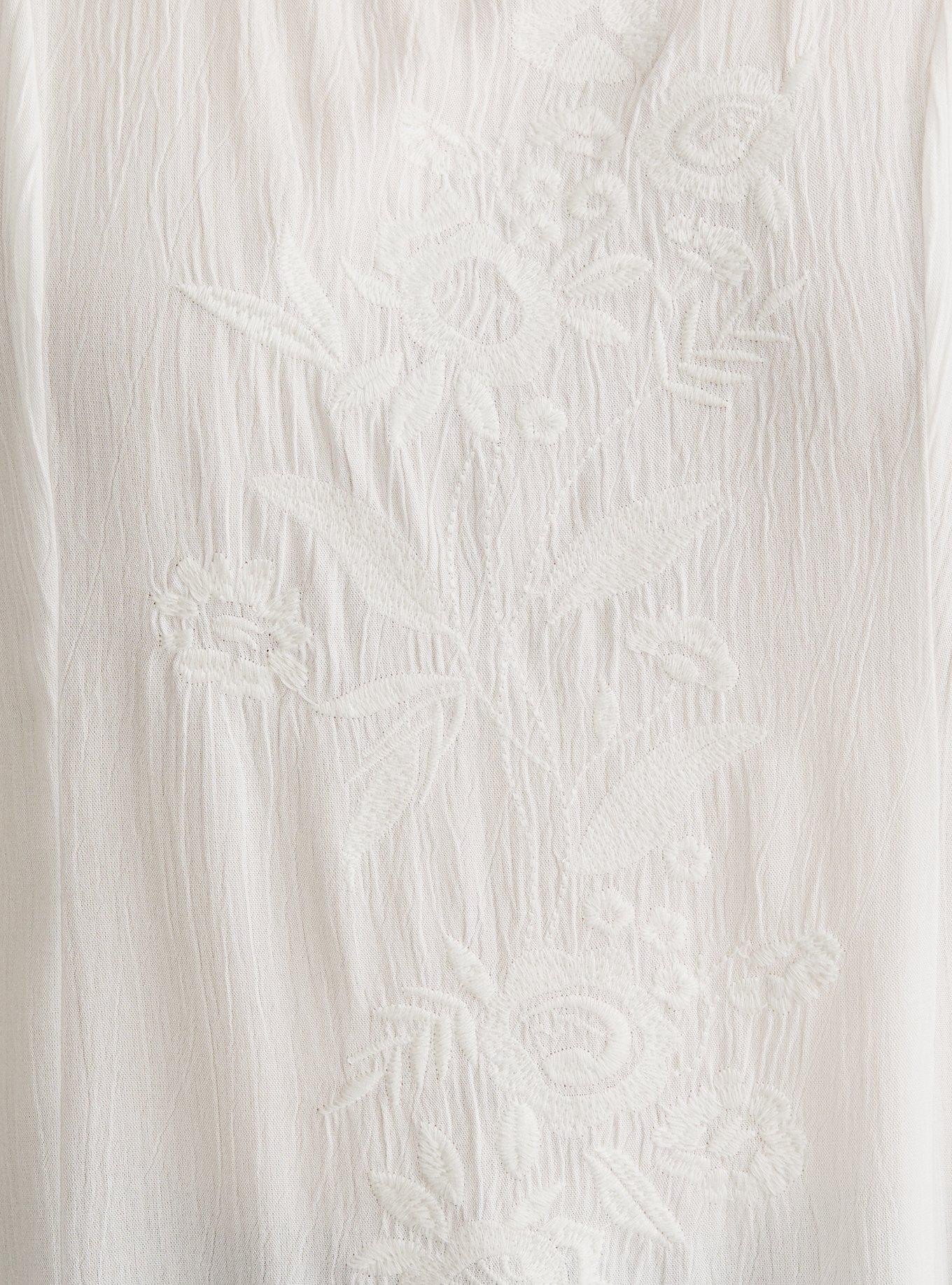 Plus Size - White Embroidered Gauze Blouse - Torrid