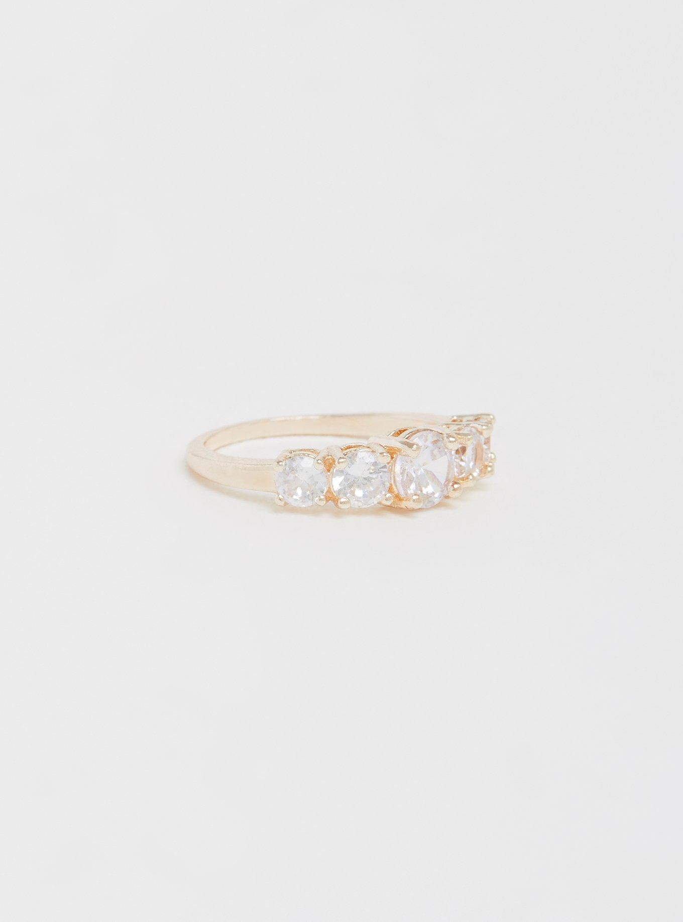 Plus Size Rose Gold Rhinestone Embellished Ring, ROSE GOLD, alternate