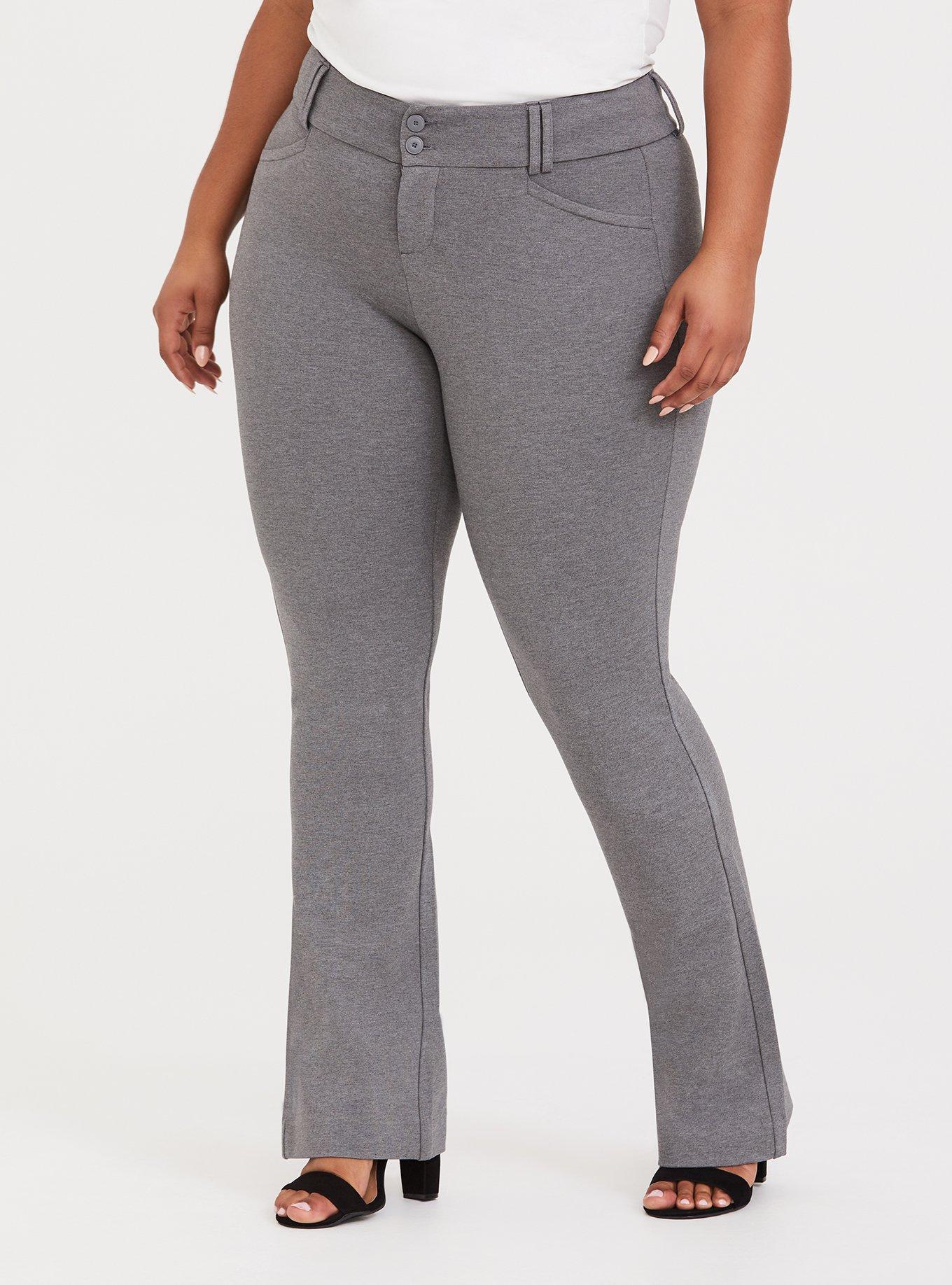 Plus Size - Studio Signature Premium Ponte Stretch Trouser - Grey - Torrid