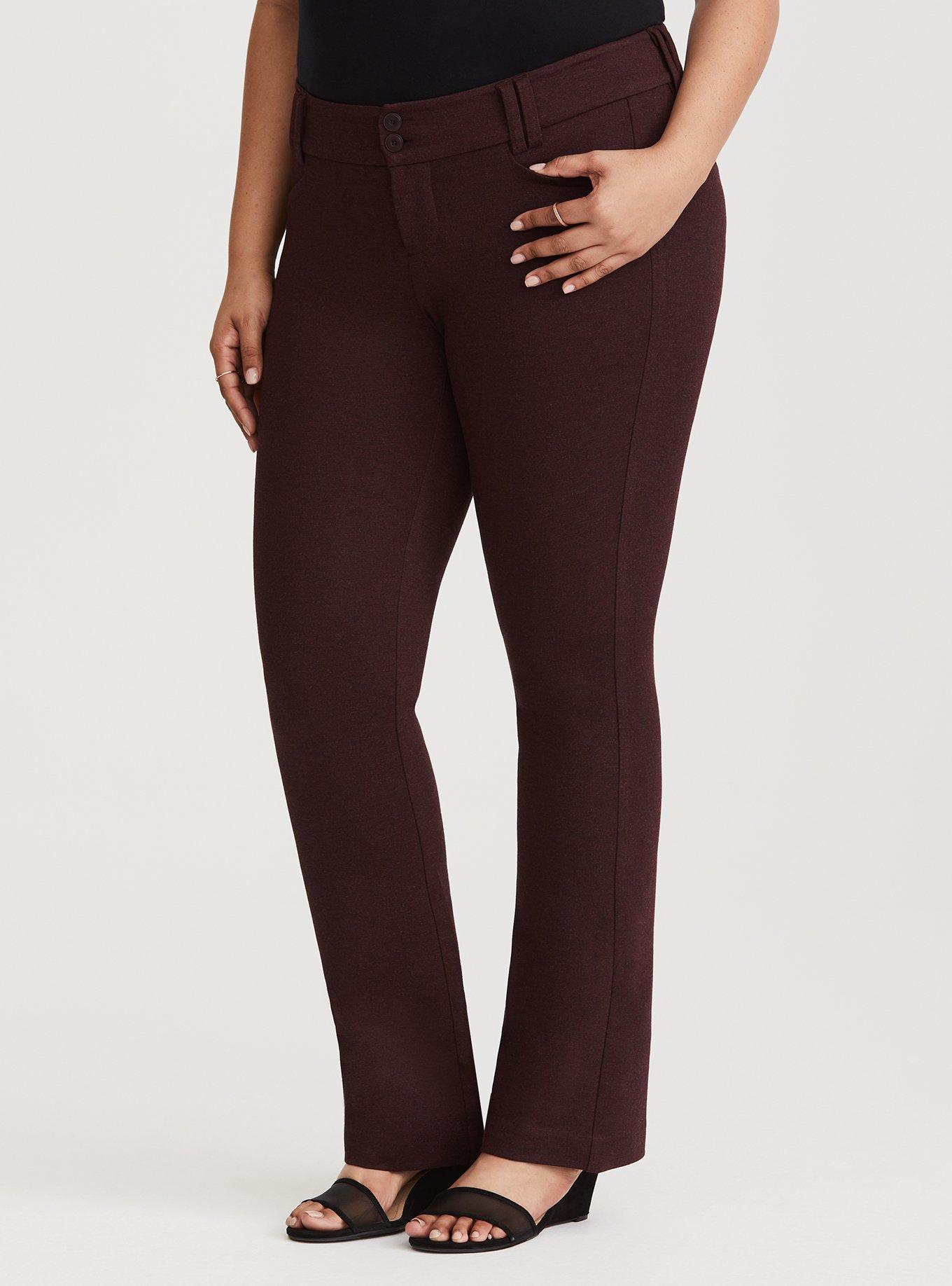 Burgundy Ponte Trouser Pant, MAROON, alternate