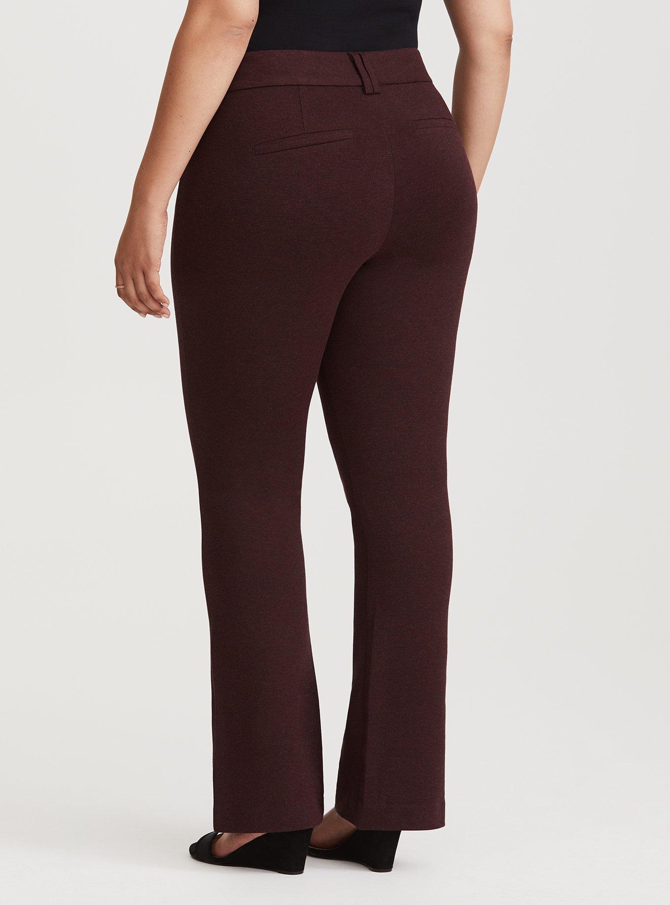 Burgundy Ponte Trouser Pant, MAROON, alternate
