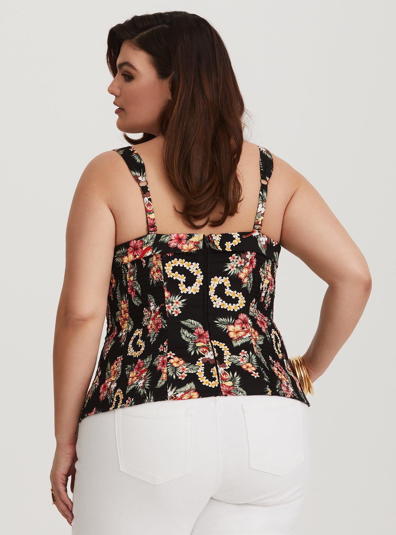 Her Universe Disney Retro Mickey Mouse Floral Bustier, MULTI, alternate