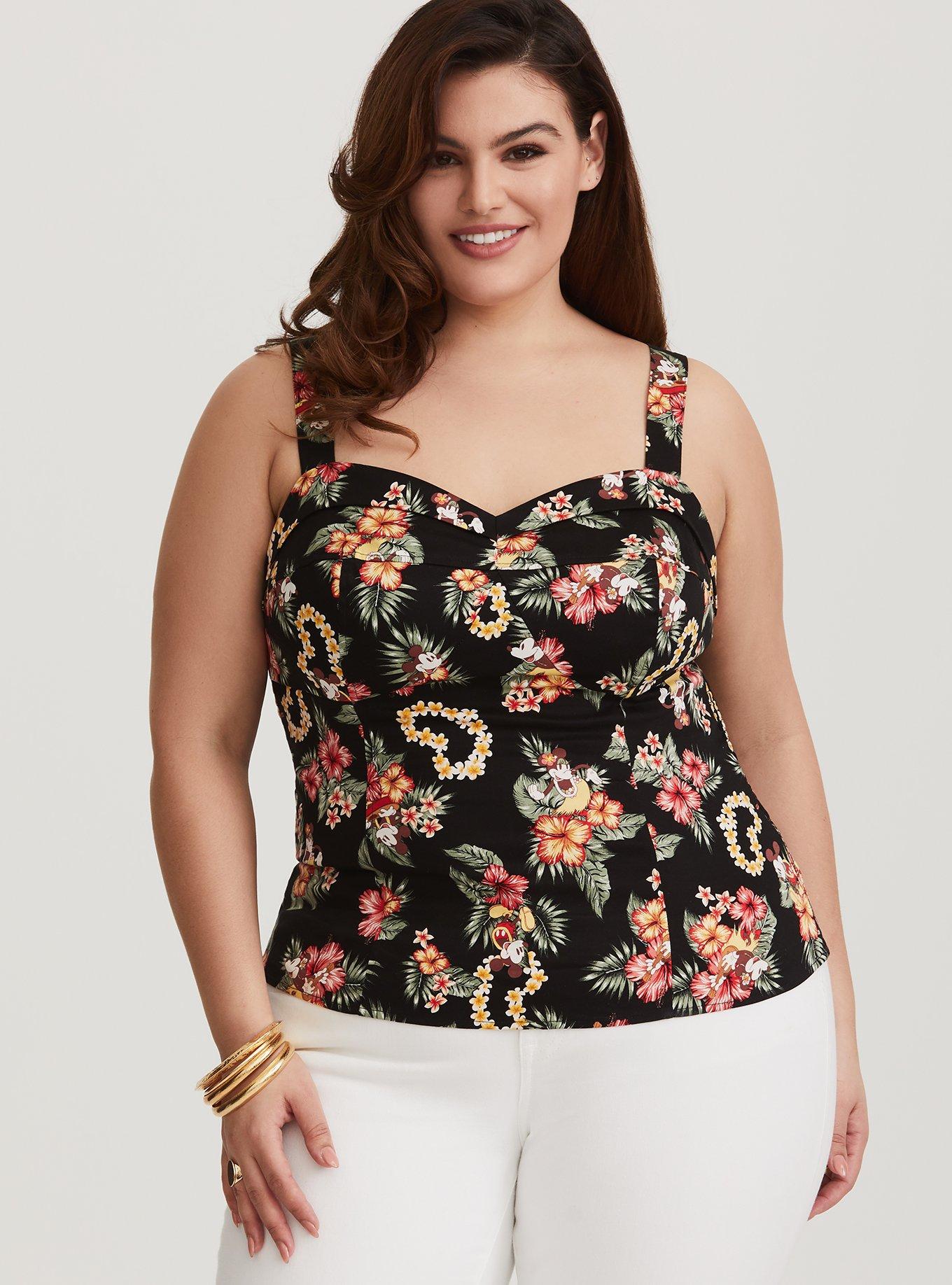 Plus Size - Her Universe Disney Retro Mickey Mouse Floral Bustier - Torrid