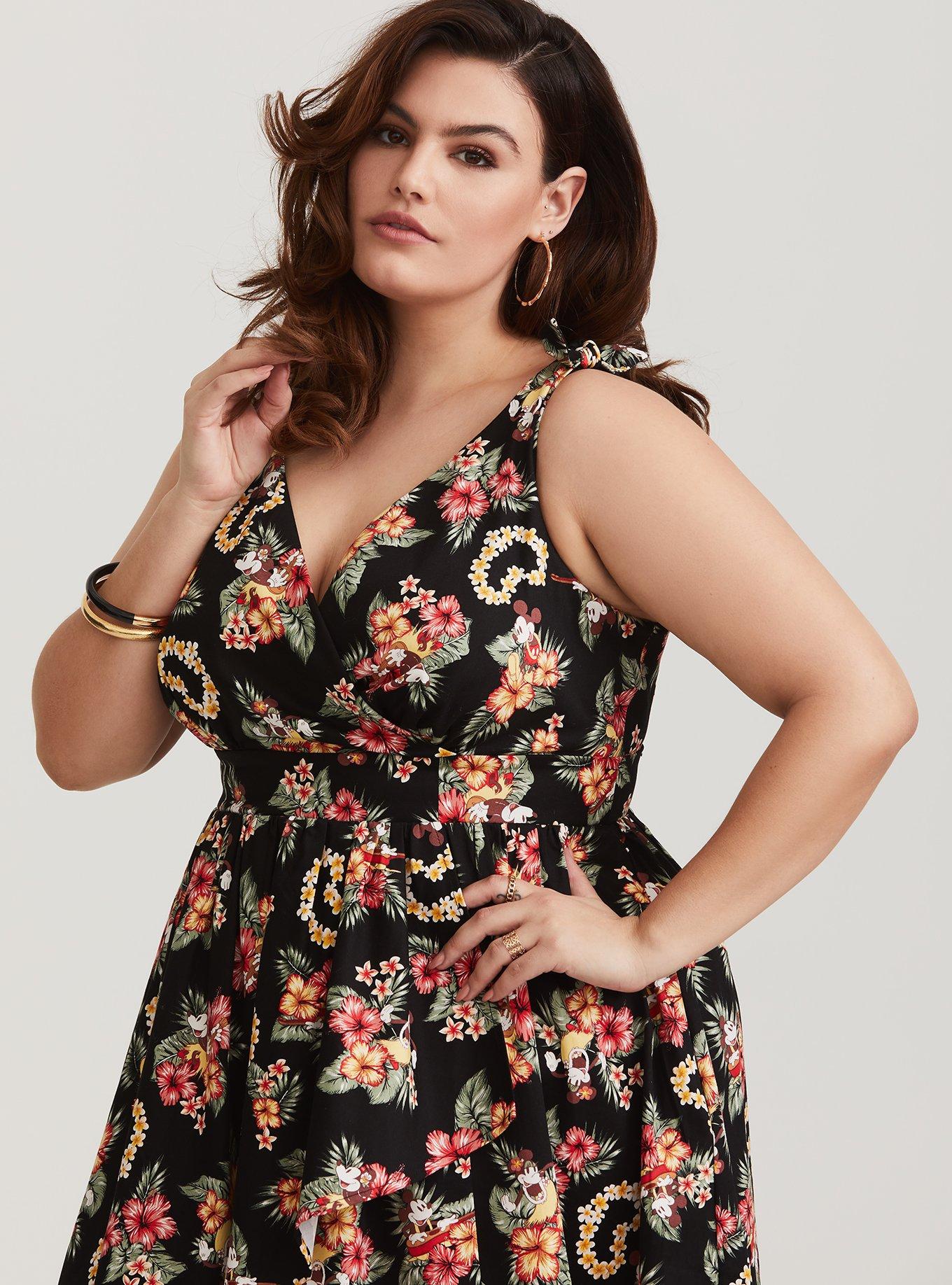 Plus Size - Her Universe Disney Retro Mickey Mouse Faux Wrap Dress - Torrid