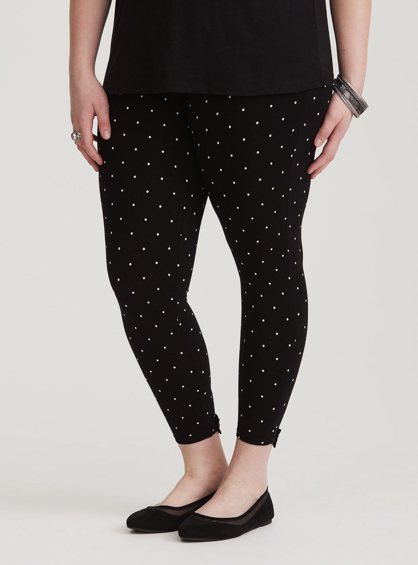 Black & White Dotted Bow Legging, BLACK, alternate