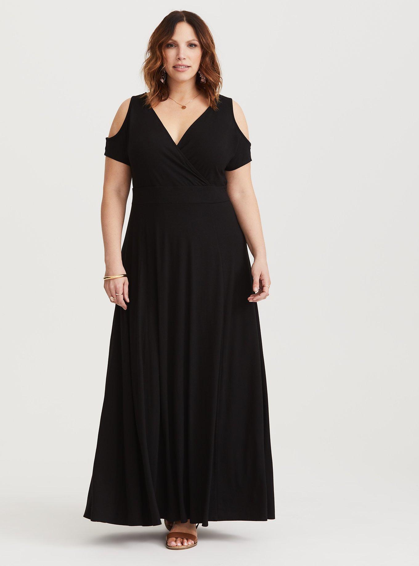 Plus Size - Black Jersey Cold Shoulder Maxi Dress - Torrid