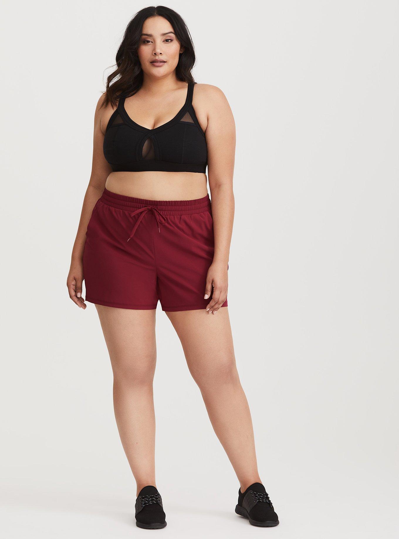 Plus Size Black Mesh Sports Bra, BLACK, alternate