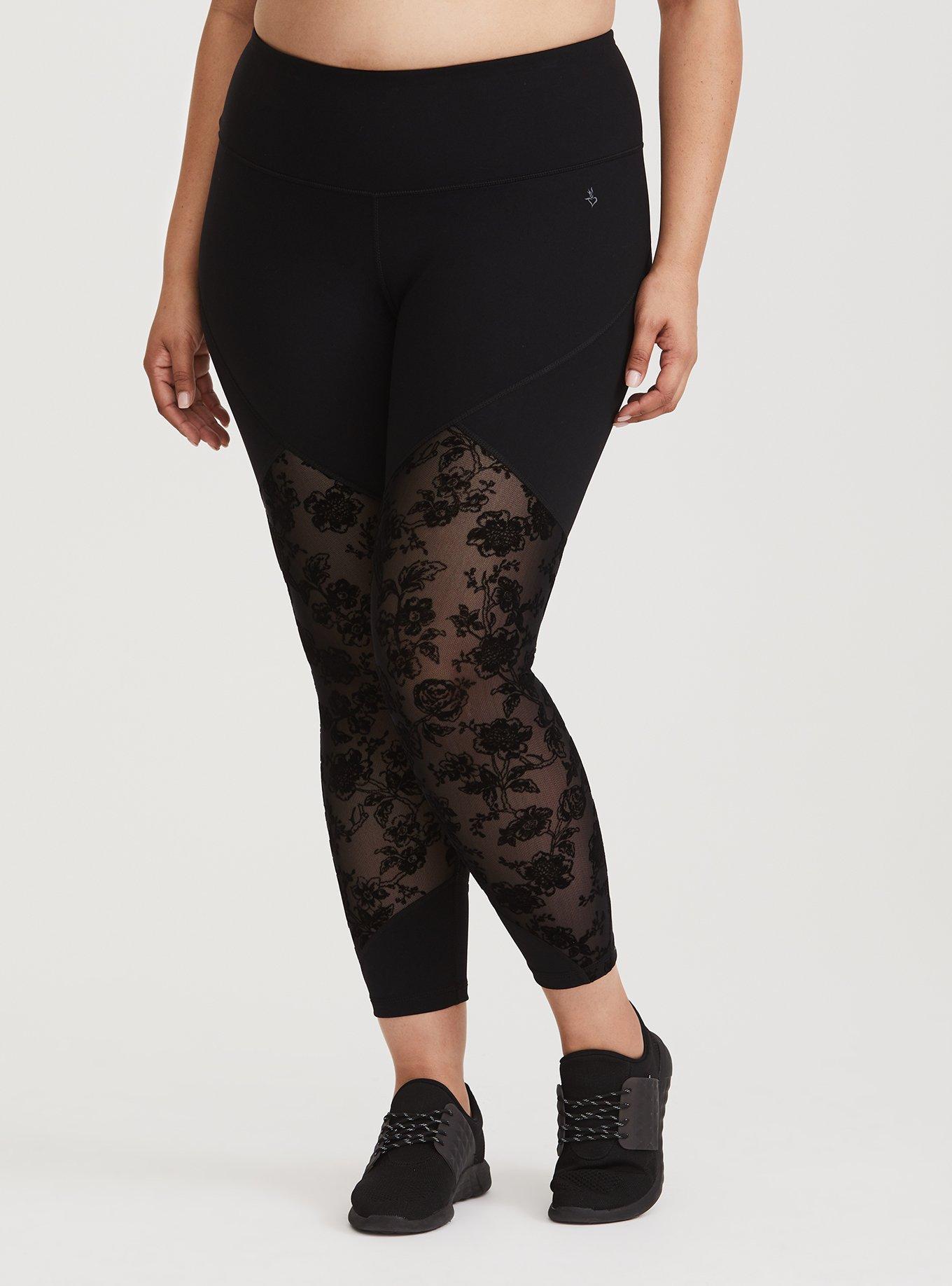 Plus Size - Black Mesh Inset Leggings - Torrid