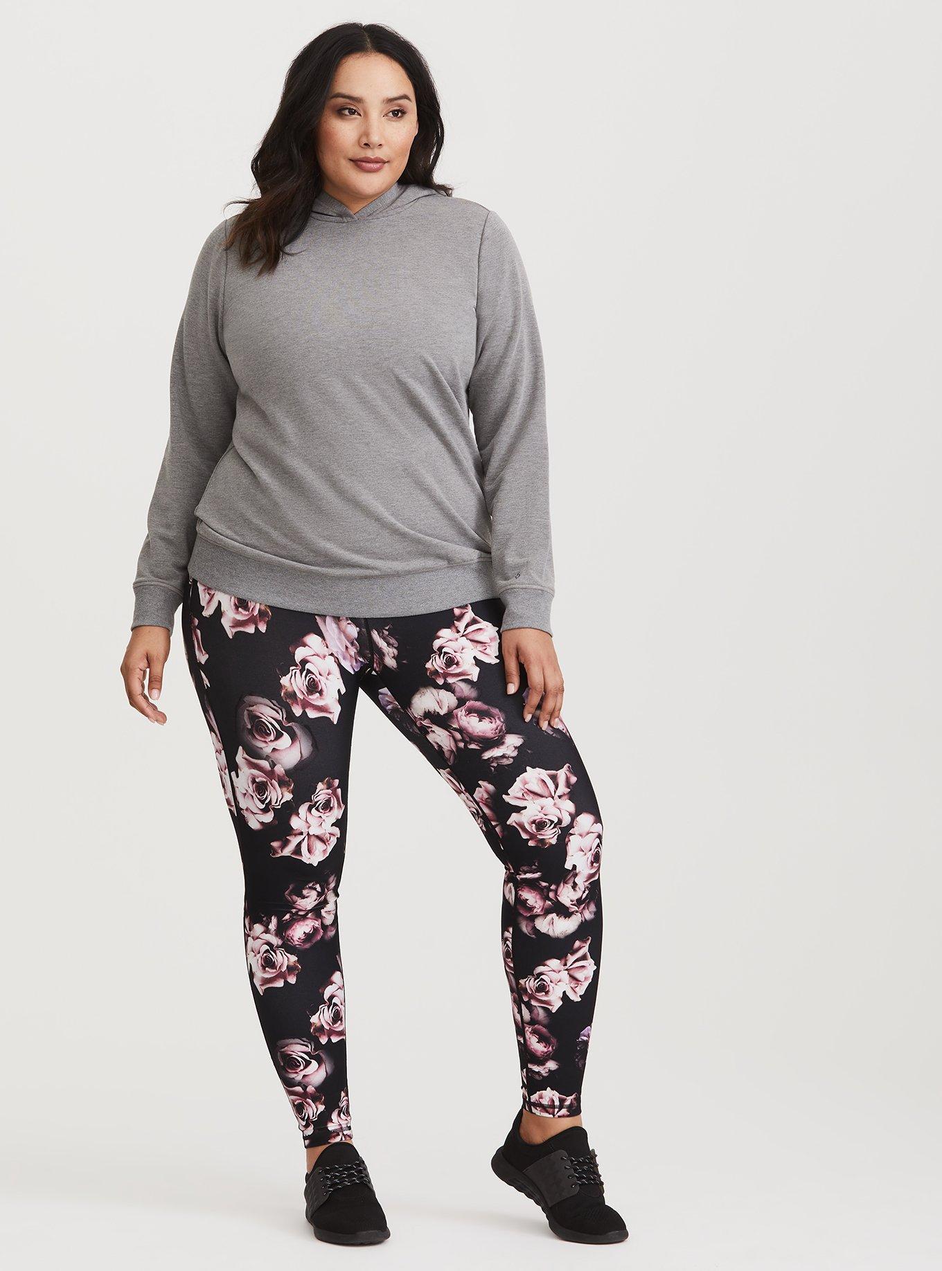 Plus Size Heather Grey French Terry Active Hoodie, HEATHER GREY, alternate