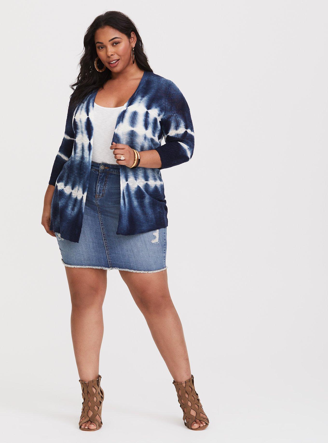 Blue Tie-Dye Knit Cardigan, NONEC, alternate