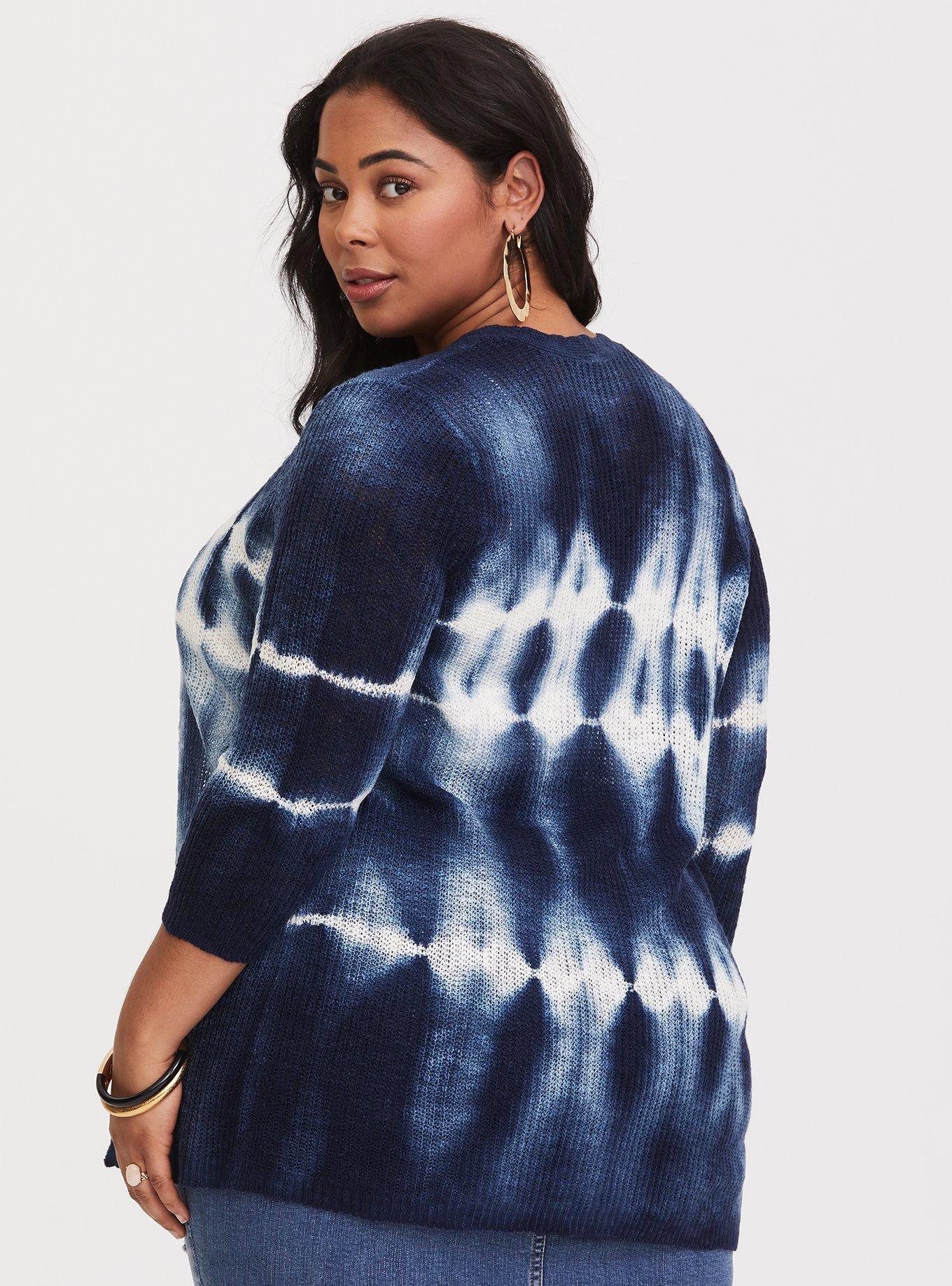 Blue Tie-Dye Knit Cardigan, NONEC, alternate