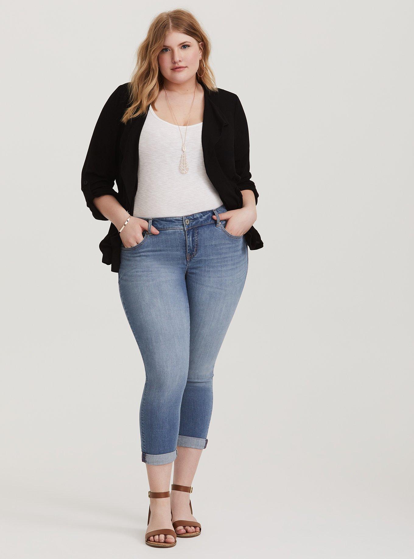 Plus Size Crop Classic Skinny Jean - Premium Stretch Light Wash, CLOUD 9, alternate