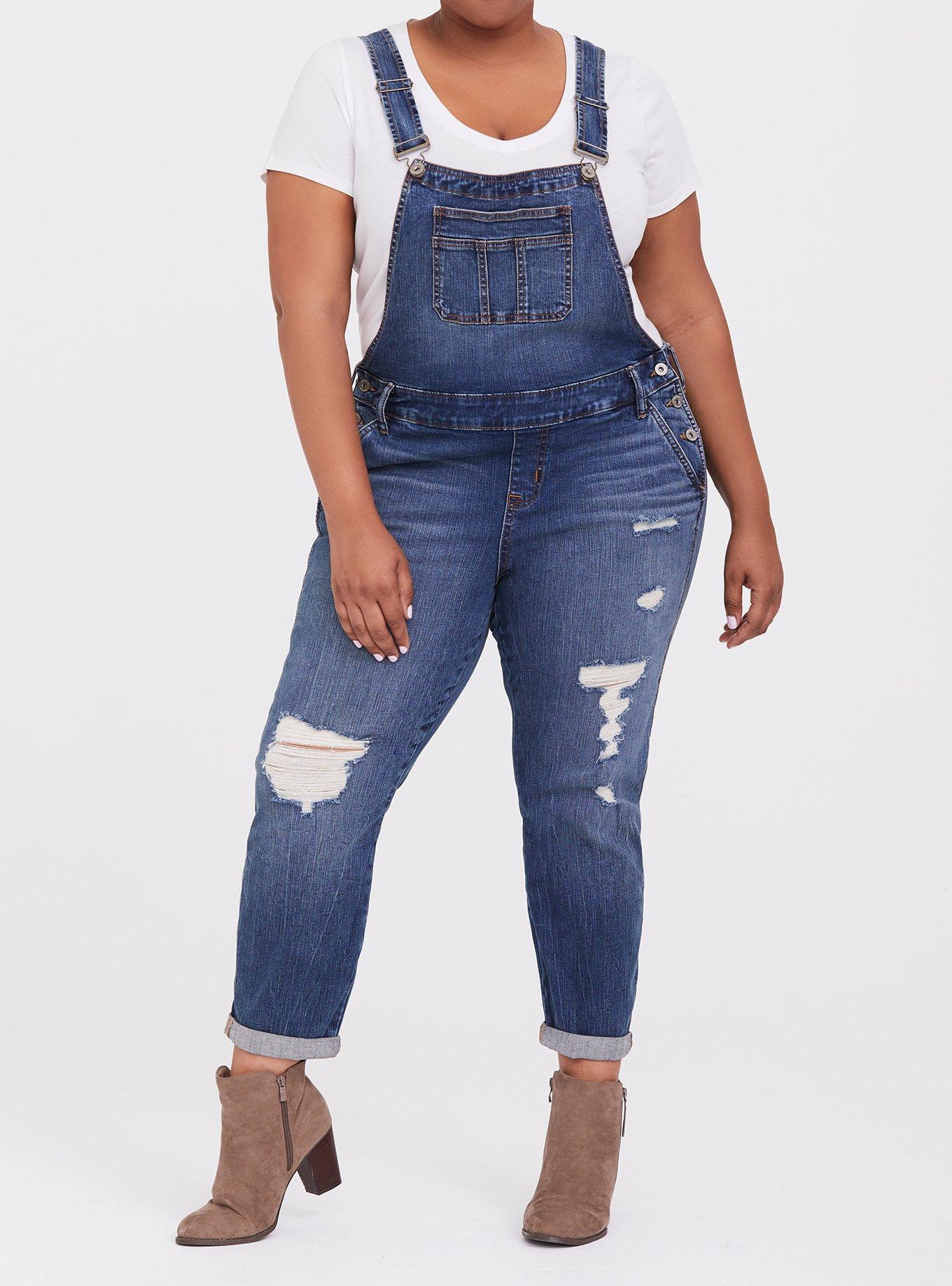 Plus Size - Crop Overall - Vintage Stretch Light Wash - Torrid