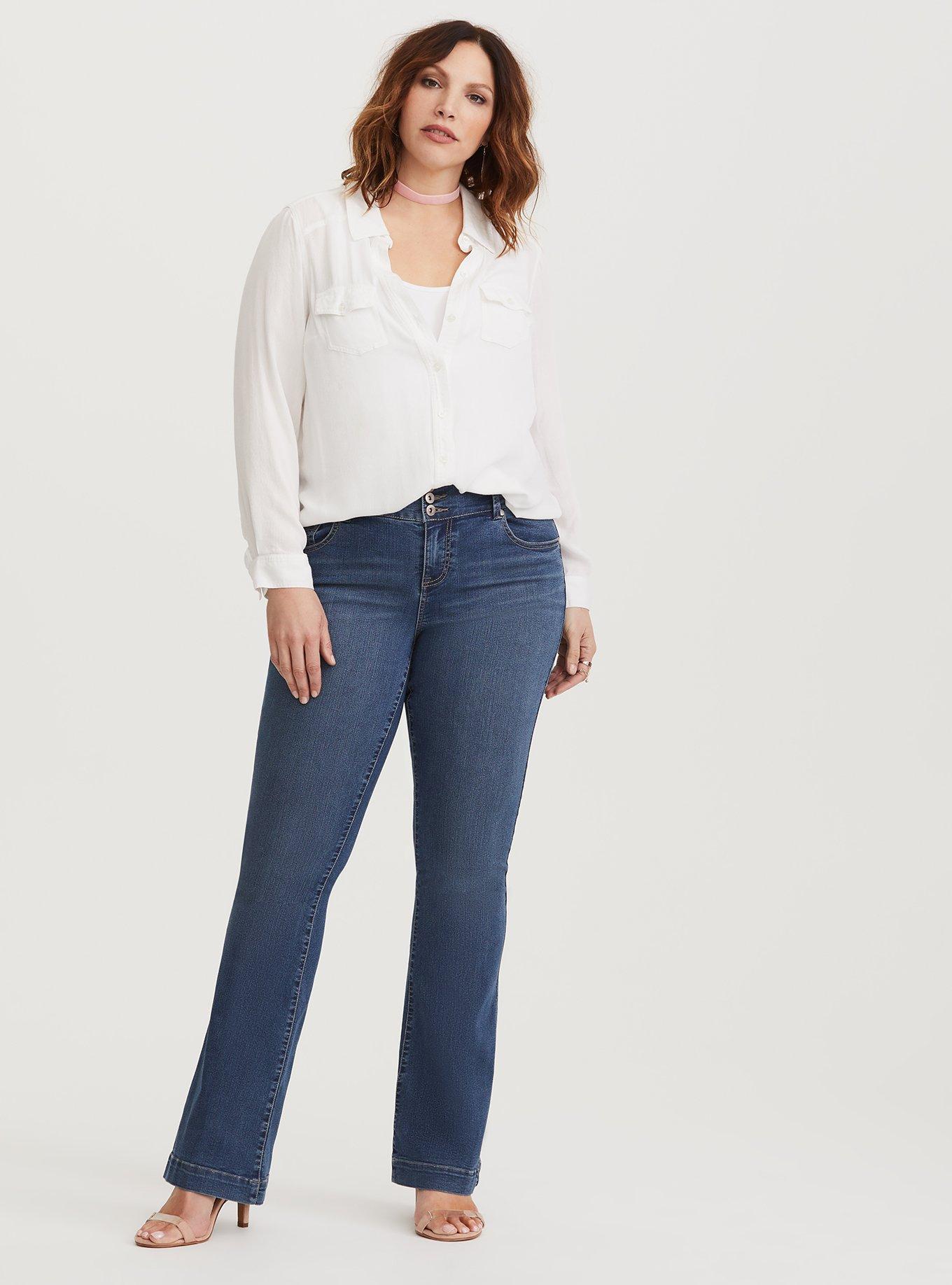 Plus Size Flare Jegging - Super Stretch Medium Wash, EASTLAKE, alternate