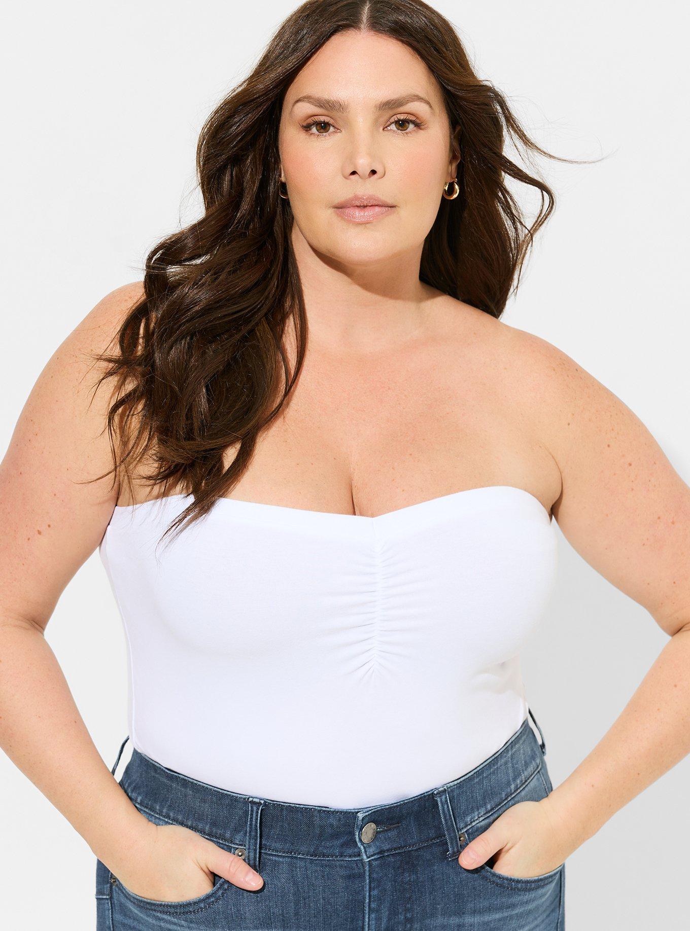 Plus Oh So Soft Ruched Bust Strapless Long Tube Top – Stretch Is Comfort