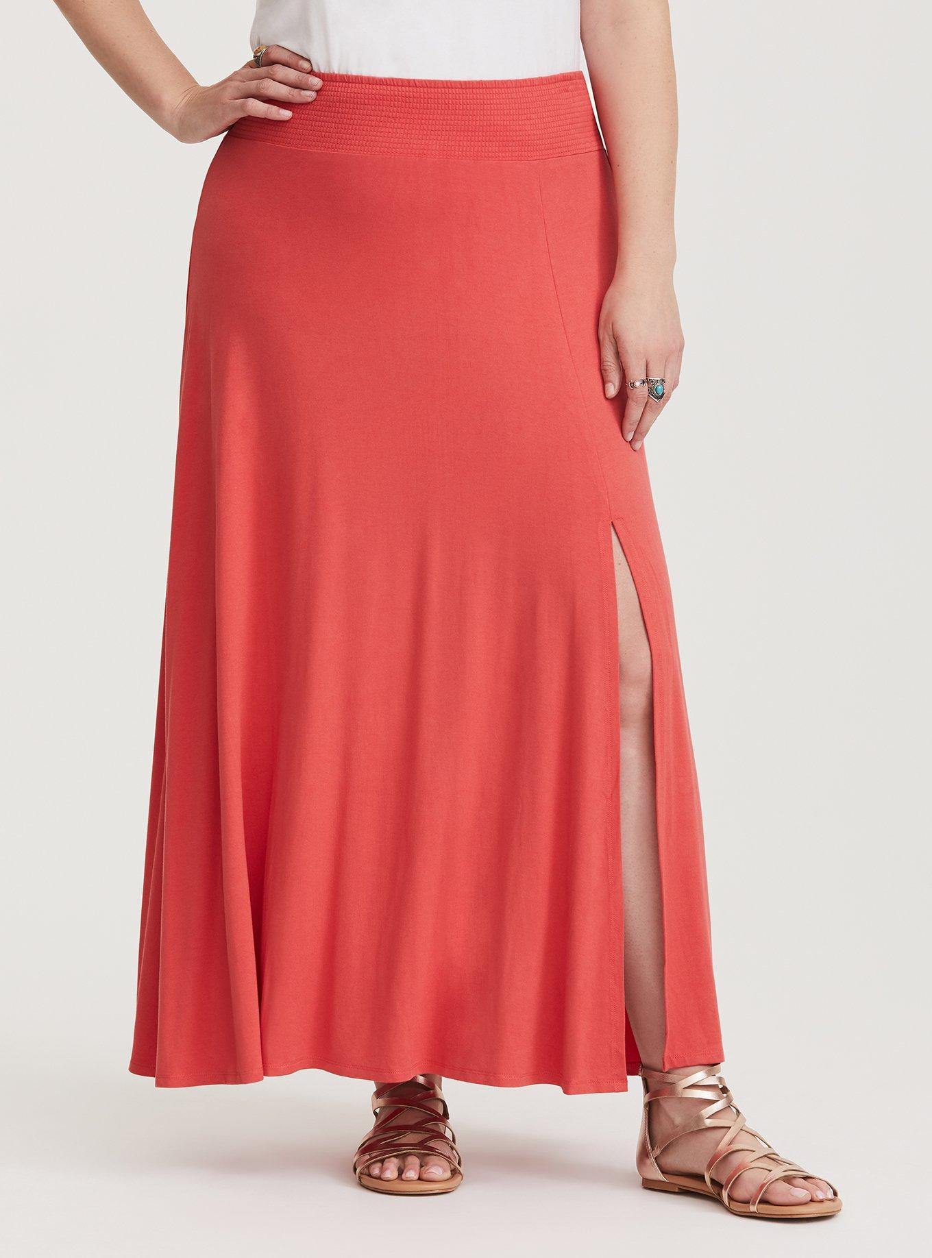 Orange Jersey Maxi Skirt, RACING STRIPE, hi-res