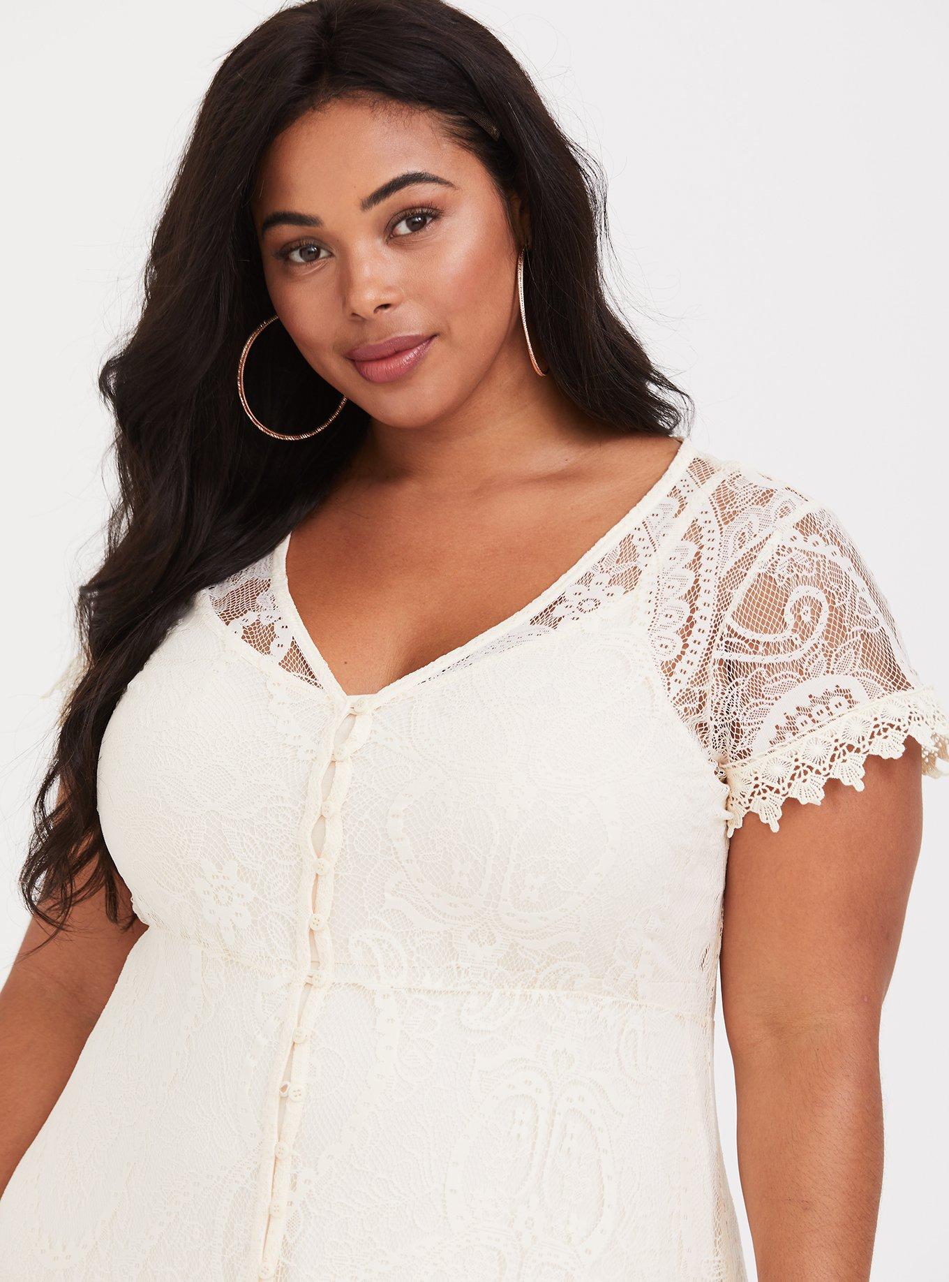 Plus Size - Maxi Lace Button-Front Dress - Torrid