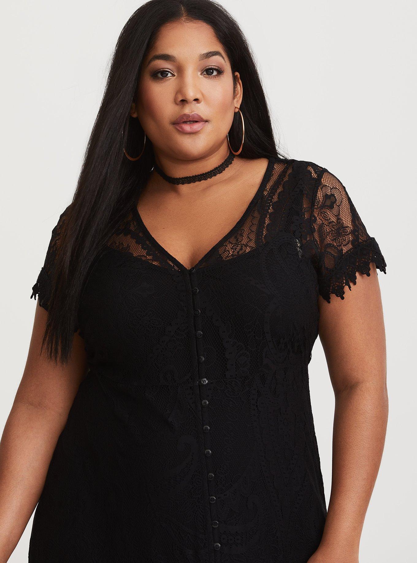 Plus Size Maxi Lace Button Front Dress Torrid