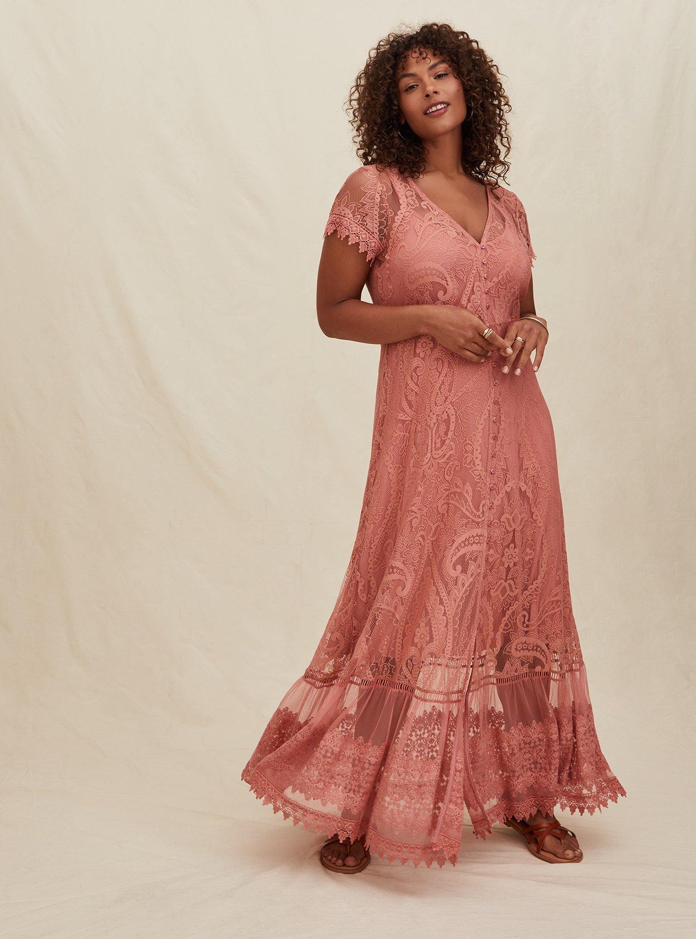 Fashion torrid pink lace dress