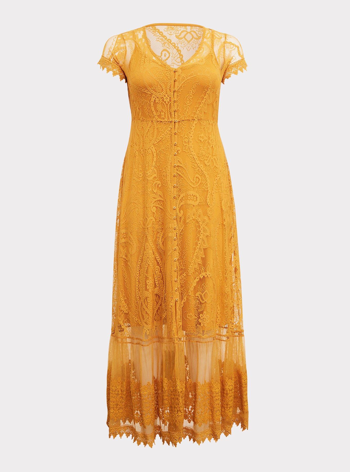 Plus Size - Maxi Lace Button-Front Dress - Torrid