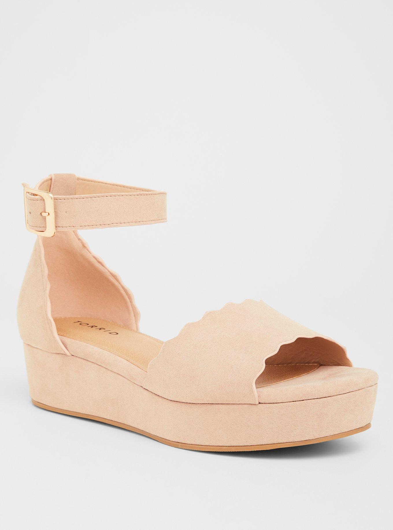 Blush Faux Suede Scallop Flatform (Wide Width), BLUSH, hi-res