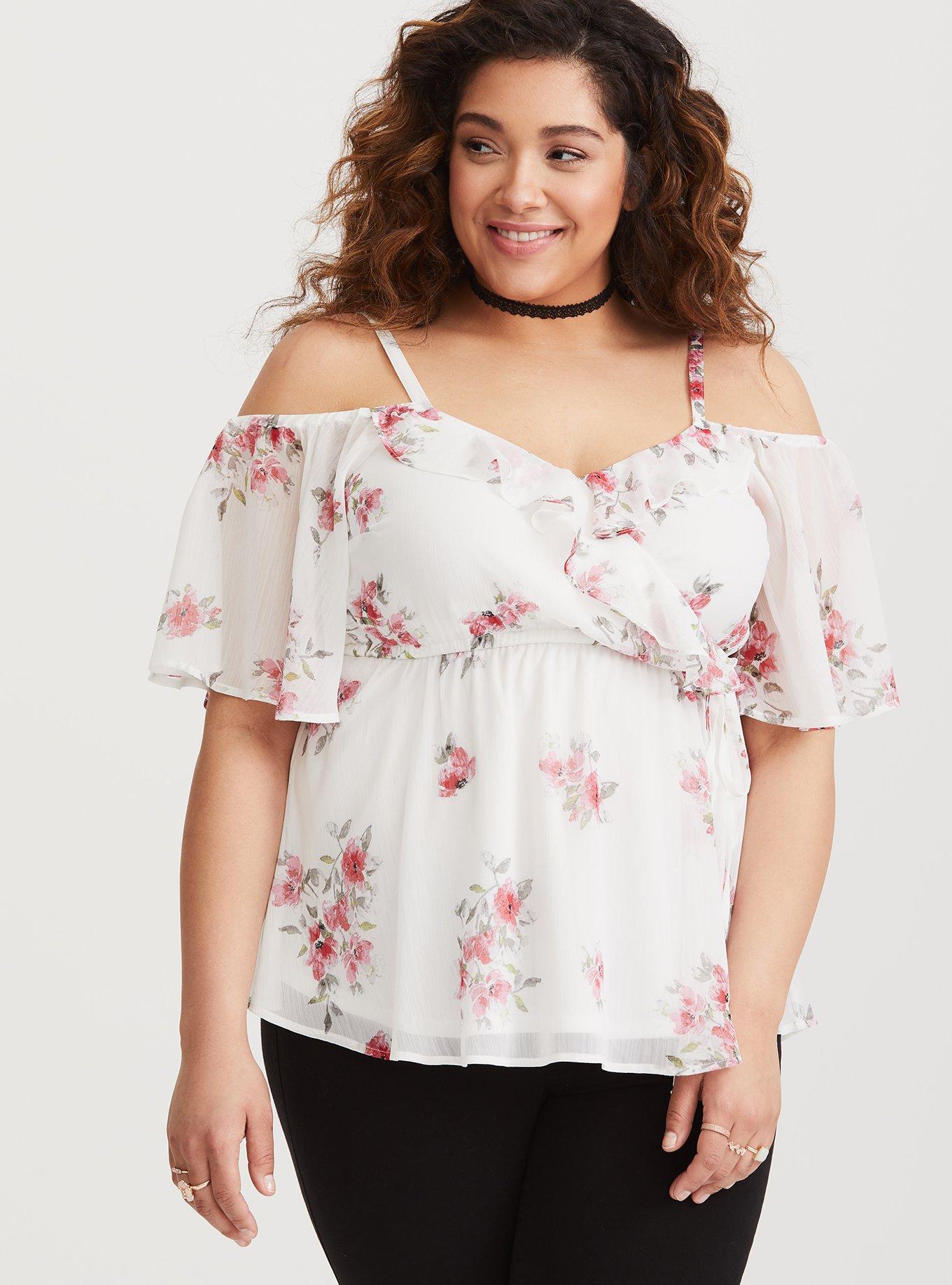 Plus Size Chiffon Cold Shoulder Blouse Torrid