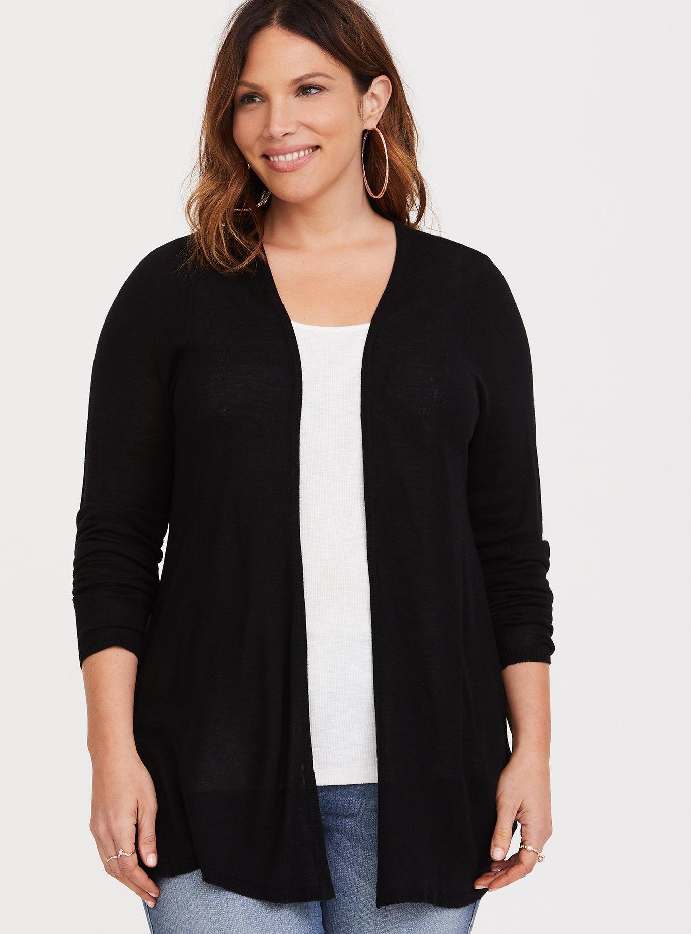 Plus Size - Black Lace-Up Back Cardigan - Torrid