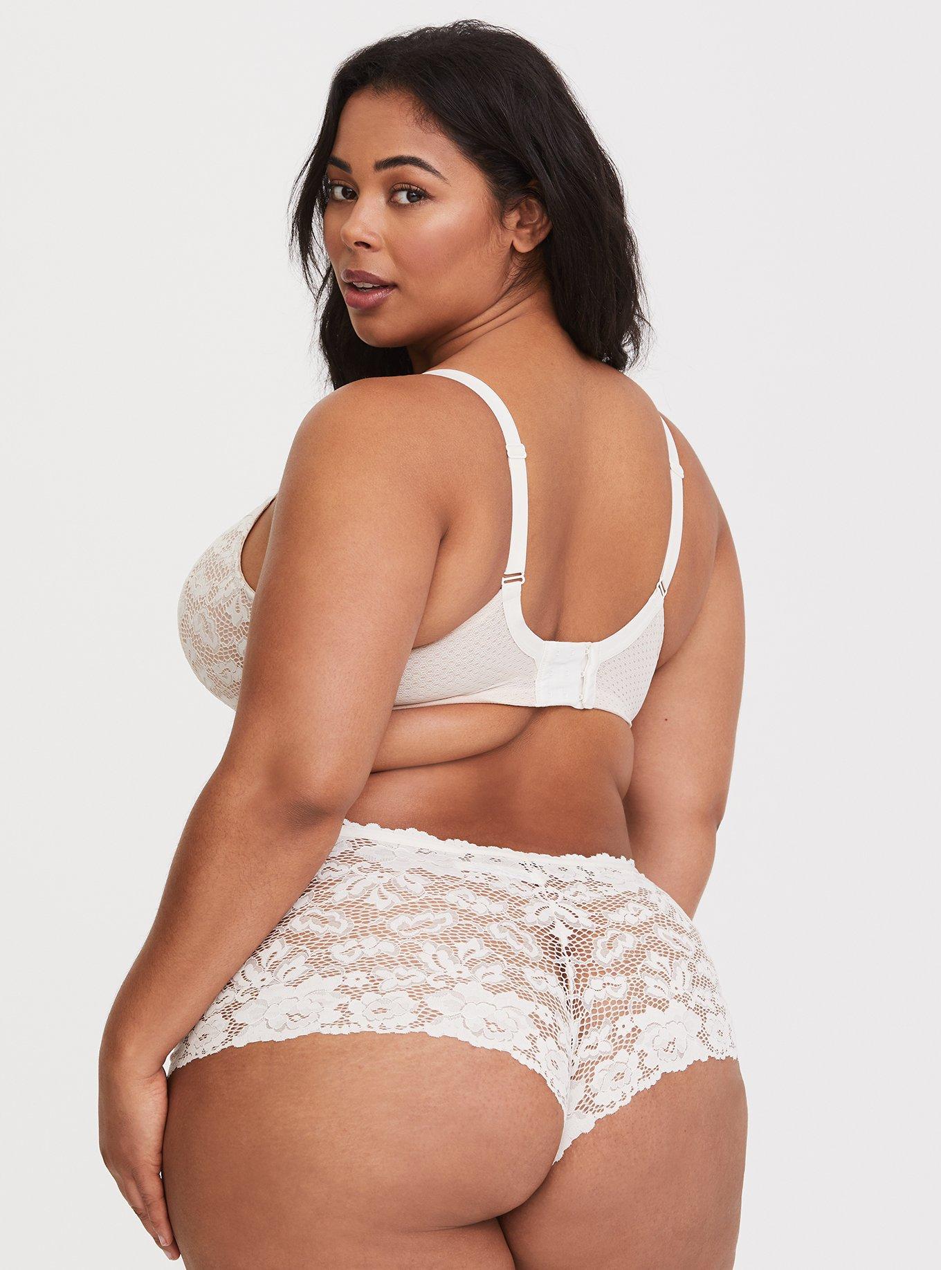 Plus Size - Ivory Lace Cheeky Panty - Torrid