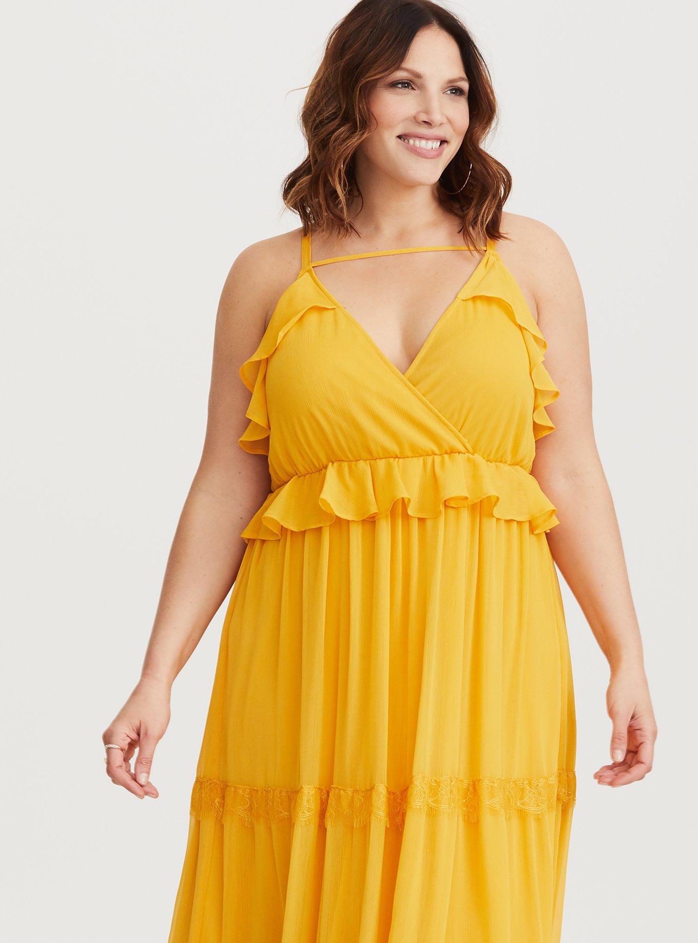 Plus Size Yellow Chiffon Maxi Dress Torrid