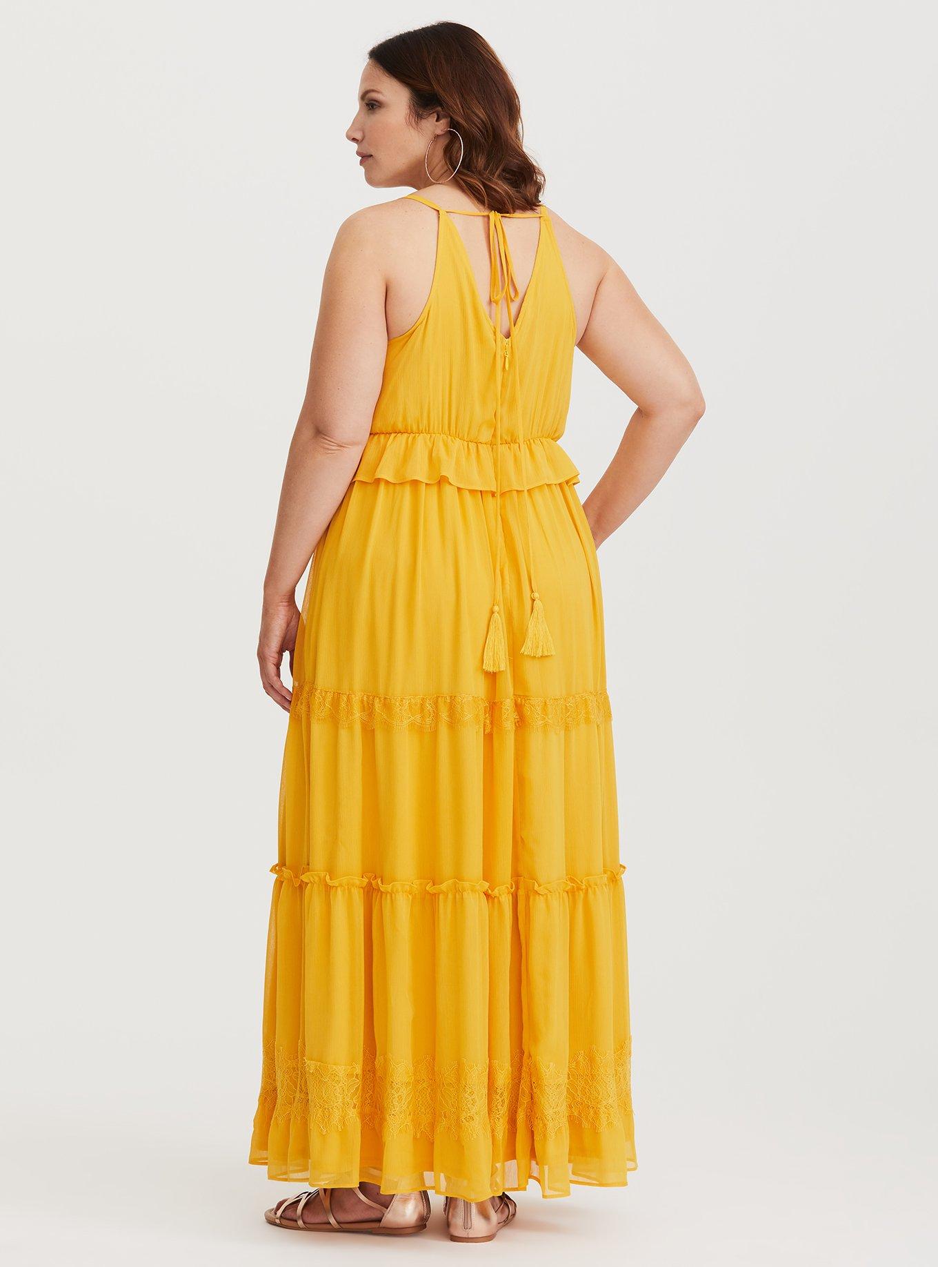 Yellow Chiffon Maxi Dress