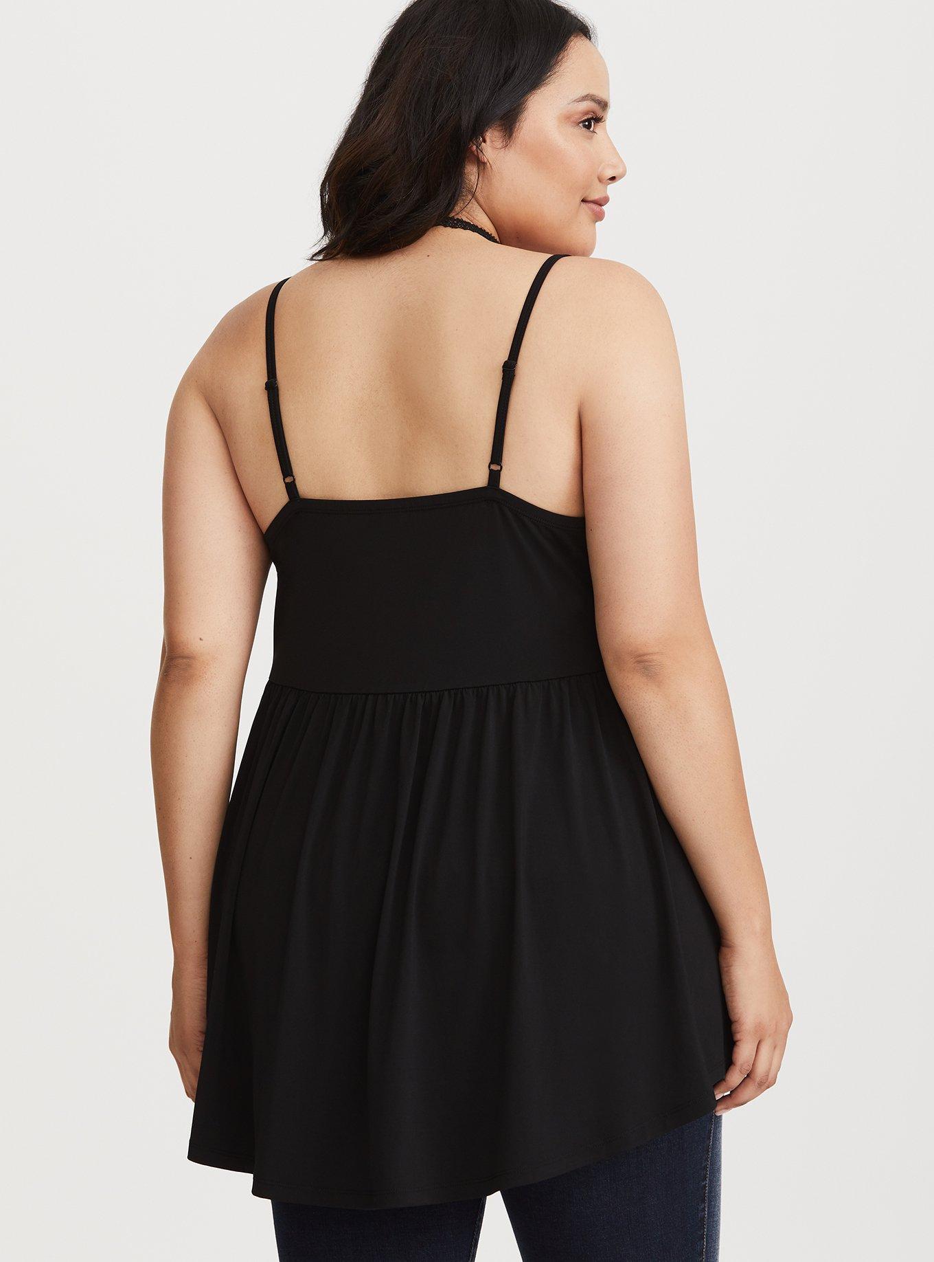 Plus Size Black Lace Trim Babydoll Cami Torrid