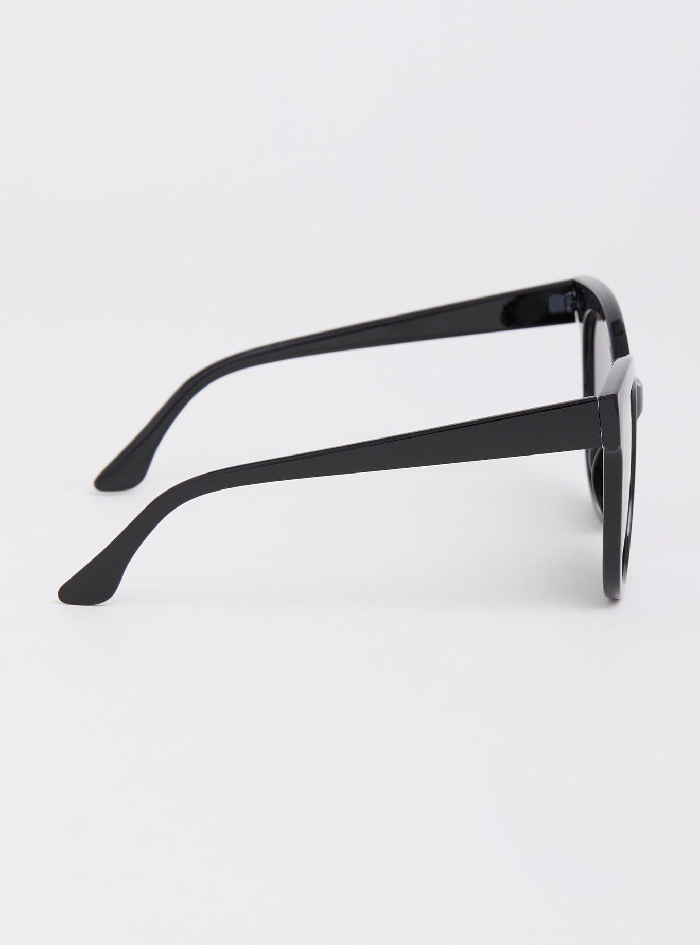 Black Reflective Cat Eye Sunglasses, , alternate