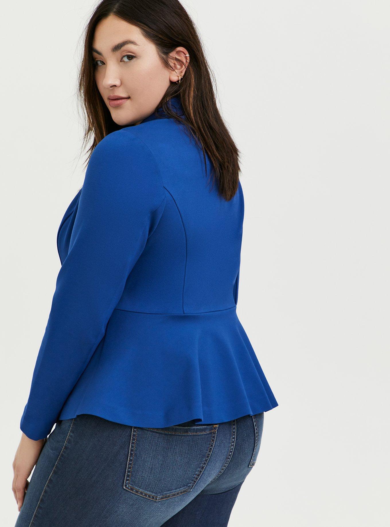 Studio Luxe Ponte Peplum Blazer, BLUE, alternate