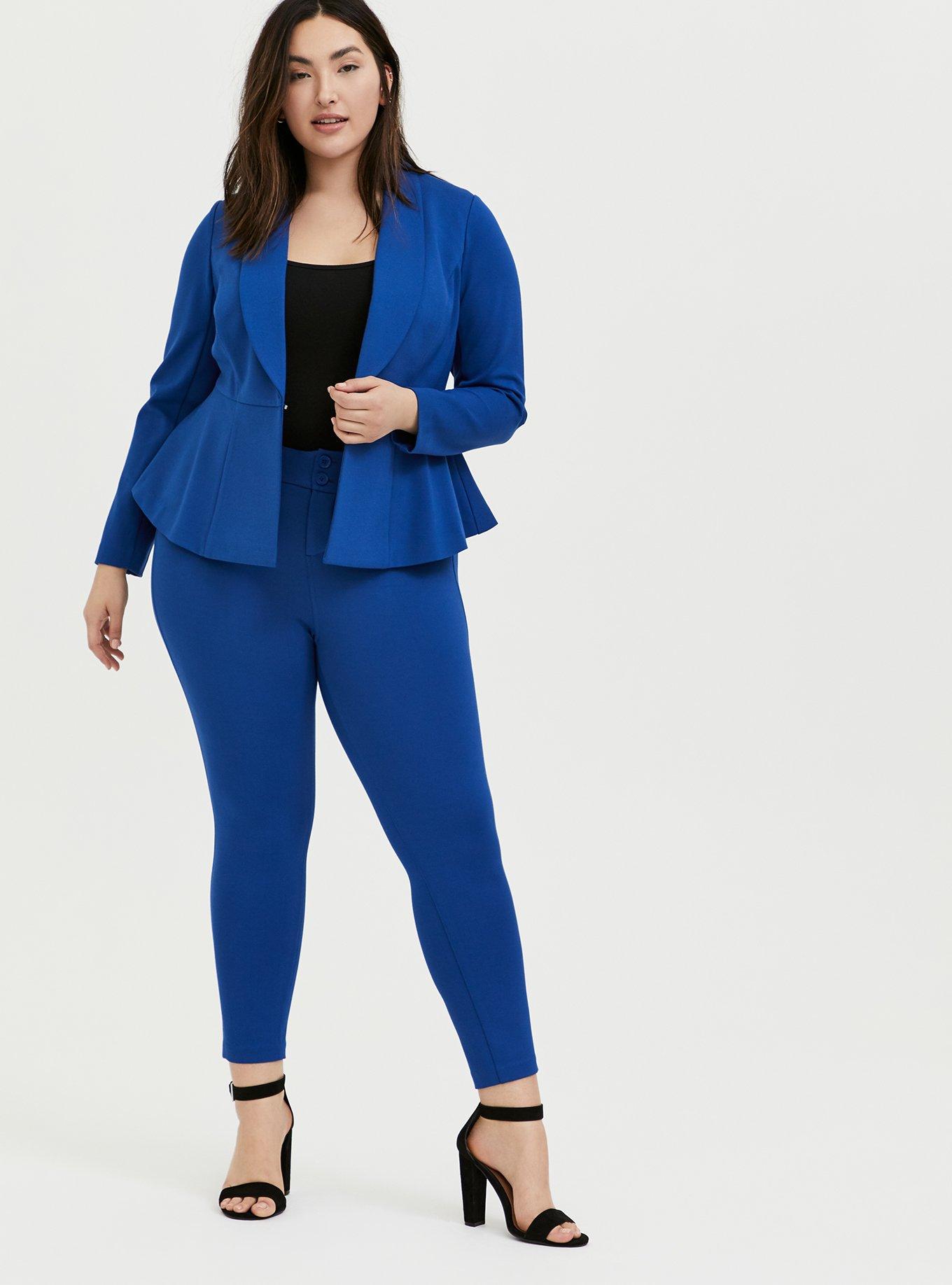 Royal Blue Plus Size Blazer and Pants Set for Women - Casual and Elegant  Office Wear