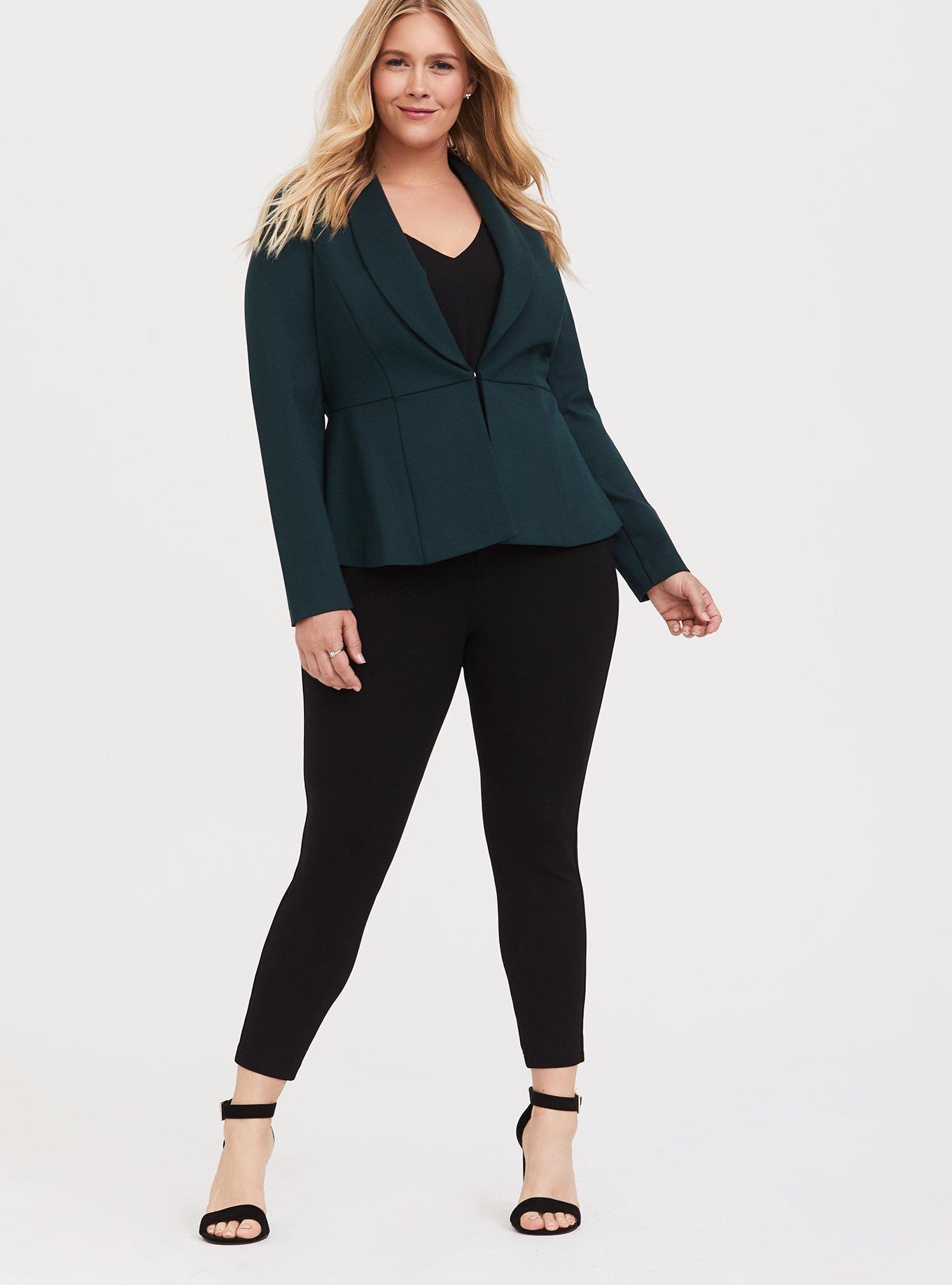 Studio Luxe Ponte Peplum Blazer, FOREST, alternate
