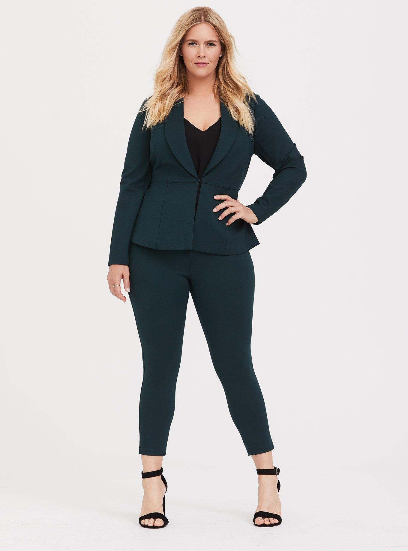 Studio Luxe Ponte Peplum Blazer, FOREST, alternate