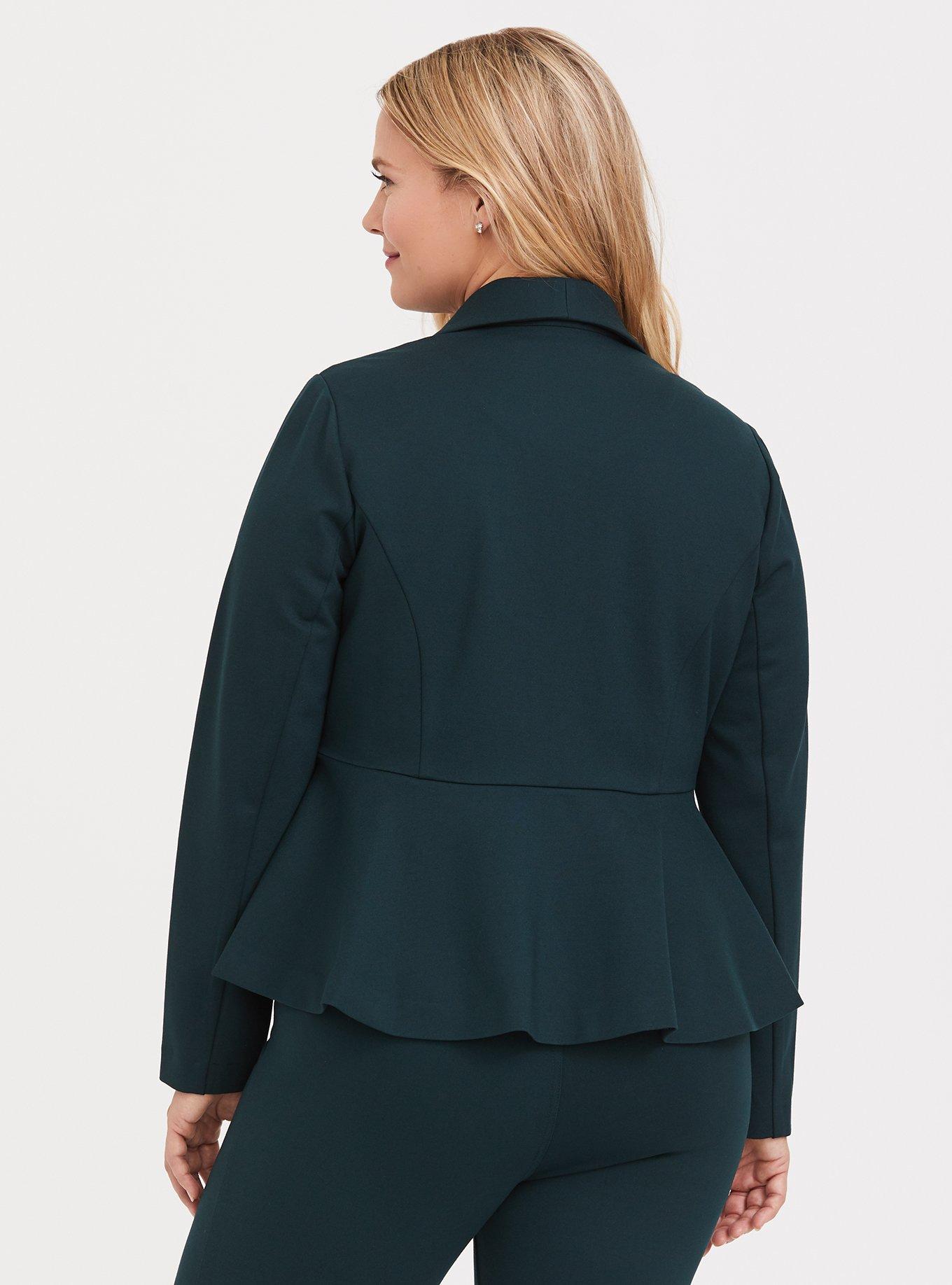 Studio Luxe Ponte Peplum Blazer, FOREST, alternate