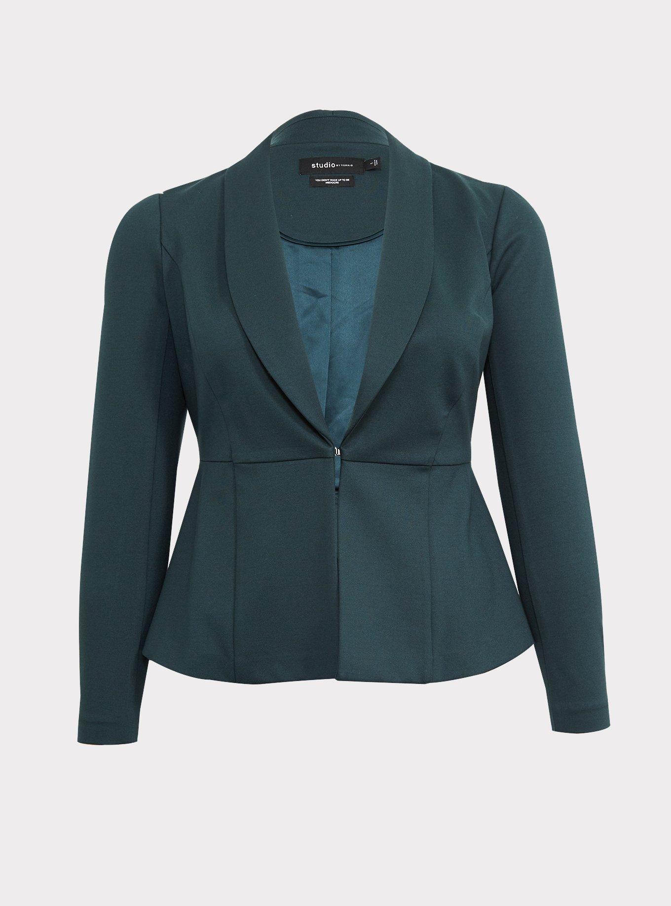 Studio Luxe Ponte Peplum Blazer, FOREST, hi-res