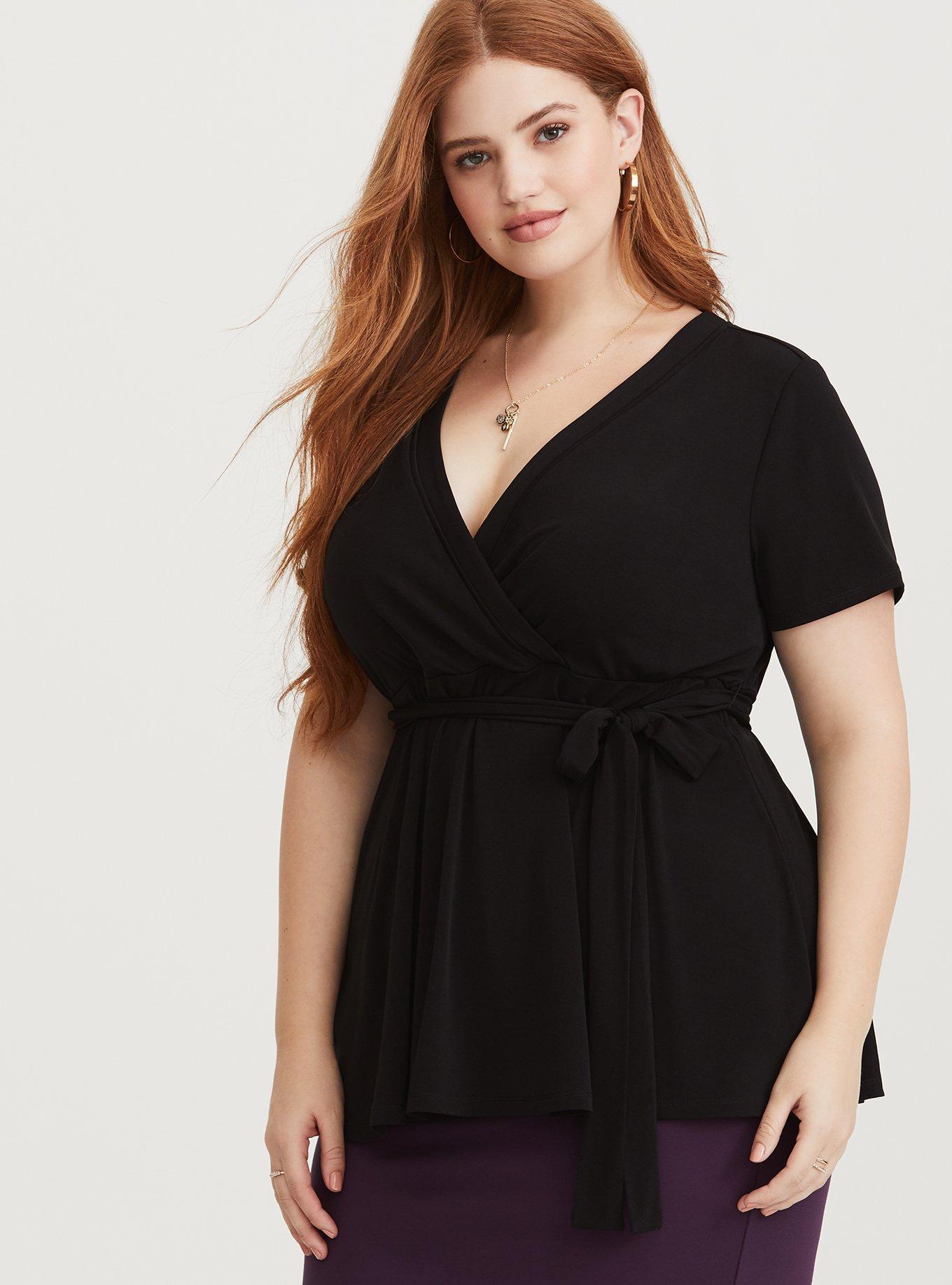 Studio Knit Surplice Wrap Top, , hi-res