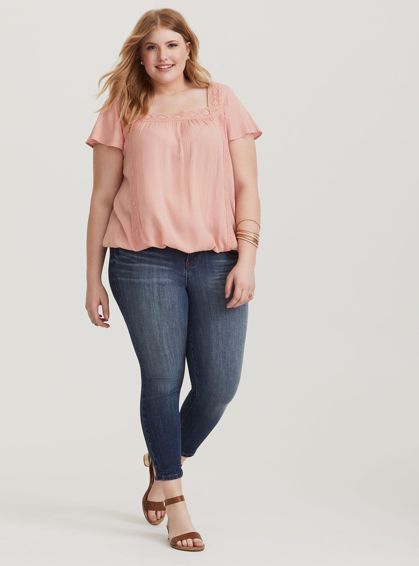 Lace Trim Bubble Hem Top